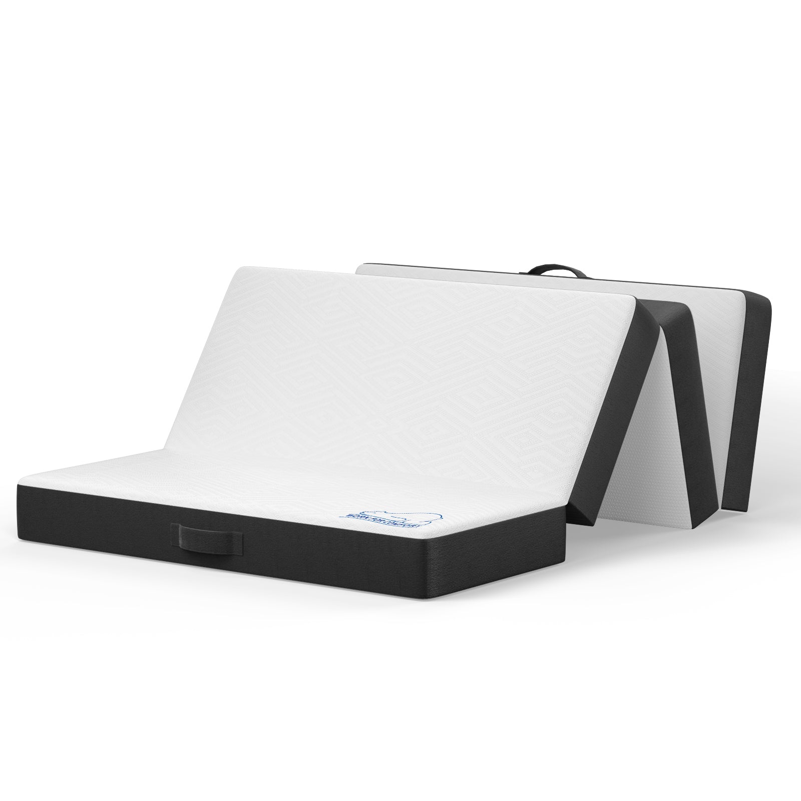 Folding Floor Mattress 4 Fold Memory Foam Mattress Futon Bed with Removable Cover, Grey+White