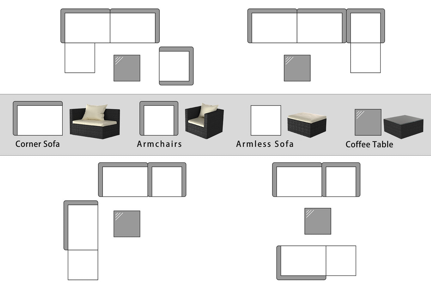 Garden Furniture Rattan Modular Corner Sofa Set 5 Seats  (2025 New Version)