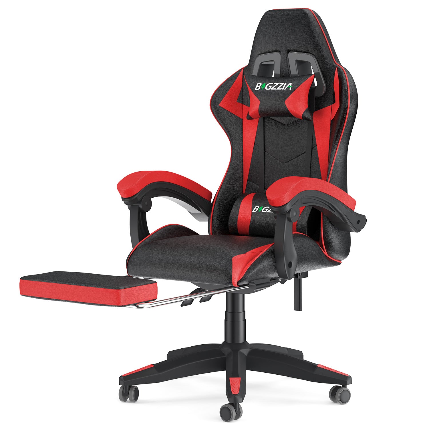 Ergonomic Gaming Chair 155° Reclining Swivel Chair with Headrest, Lumbar Support PU Leather Office Chair