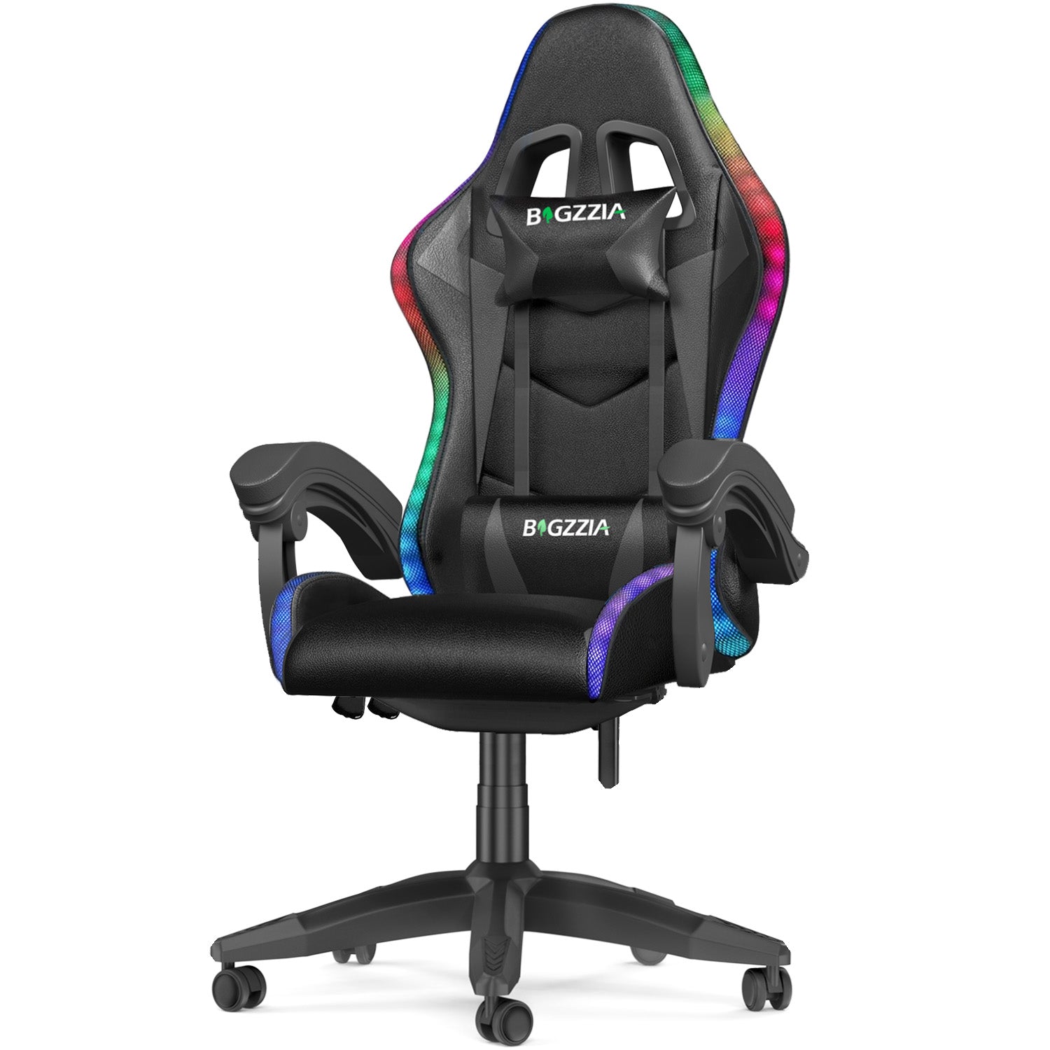 Ergonomic Gaming Chair with RGB LED Lights, Reclining, Headrest and Lumbar Support Racing Style