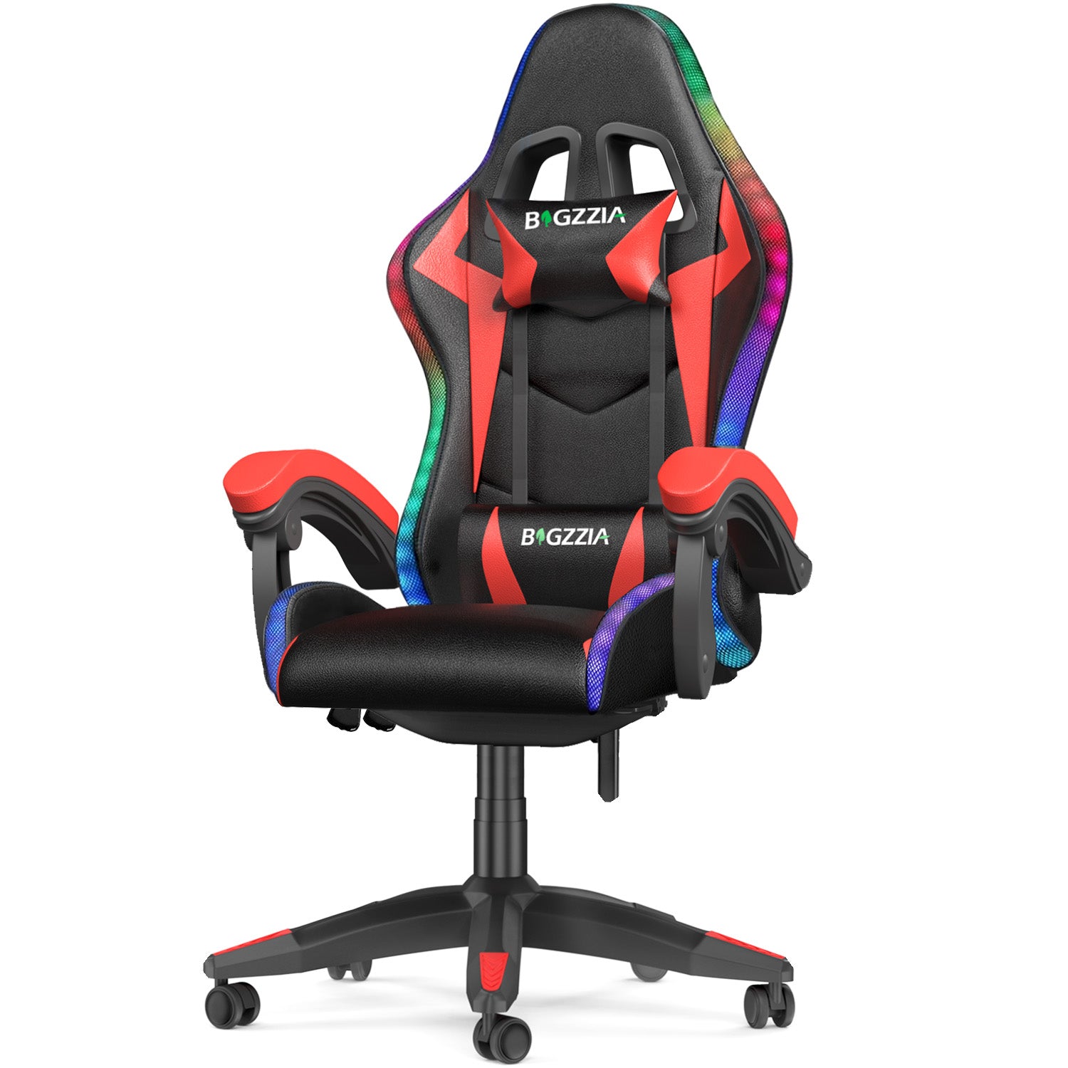 Ergonomic Gaming Chair with RGB LED Lights, Reclining, Headrest and Lumbar Support Racing Style