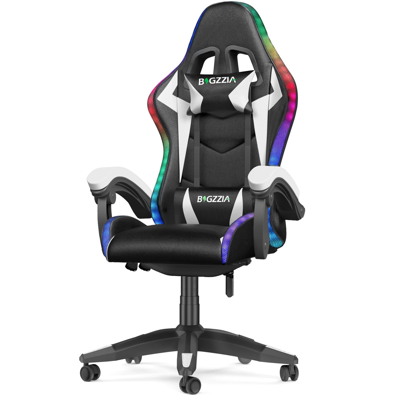 Ergonomic Gaming Chair with RGB LED Lights, Reclining, Headrest and Lumbar Support Racing Style
