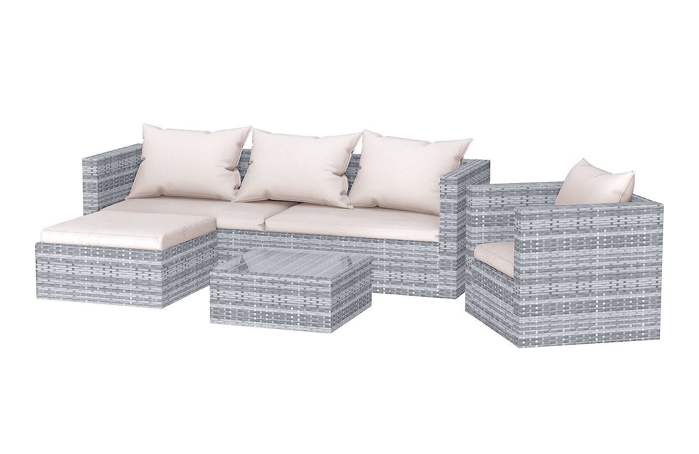 Garden Furniture Rattan Modular Corner Sofa Set 5 Seats  (2025 New Version)