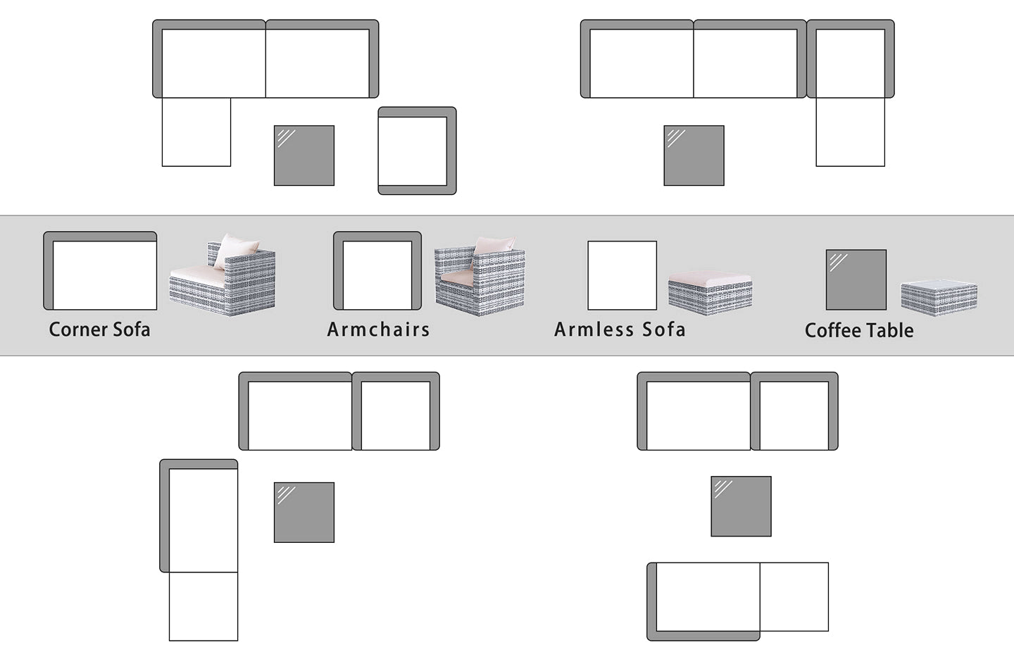 Garden Furniture Rattan Modular Corner Sofa Set 5 Seats  (2025 New Version)