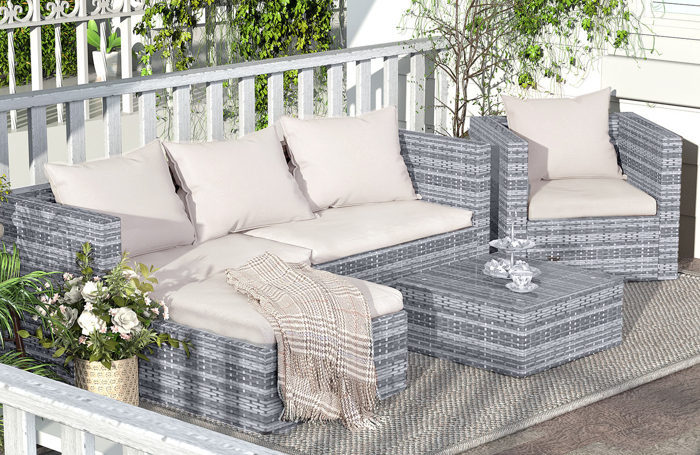 Garden Furniture Rattan Modular Corner Sofa Set 5 Seats  (2025 New Version)