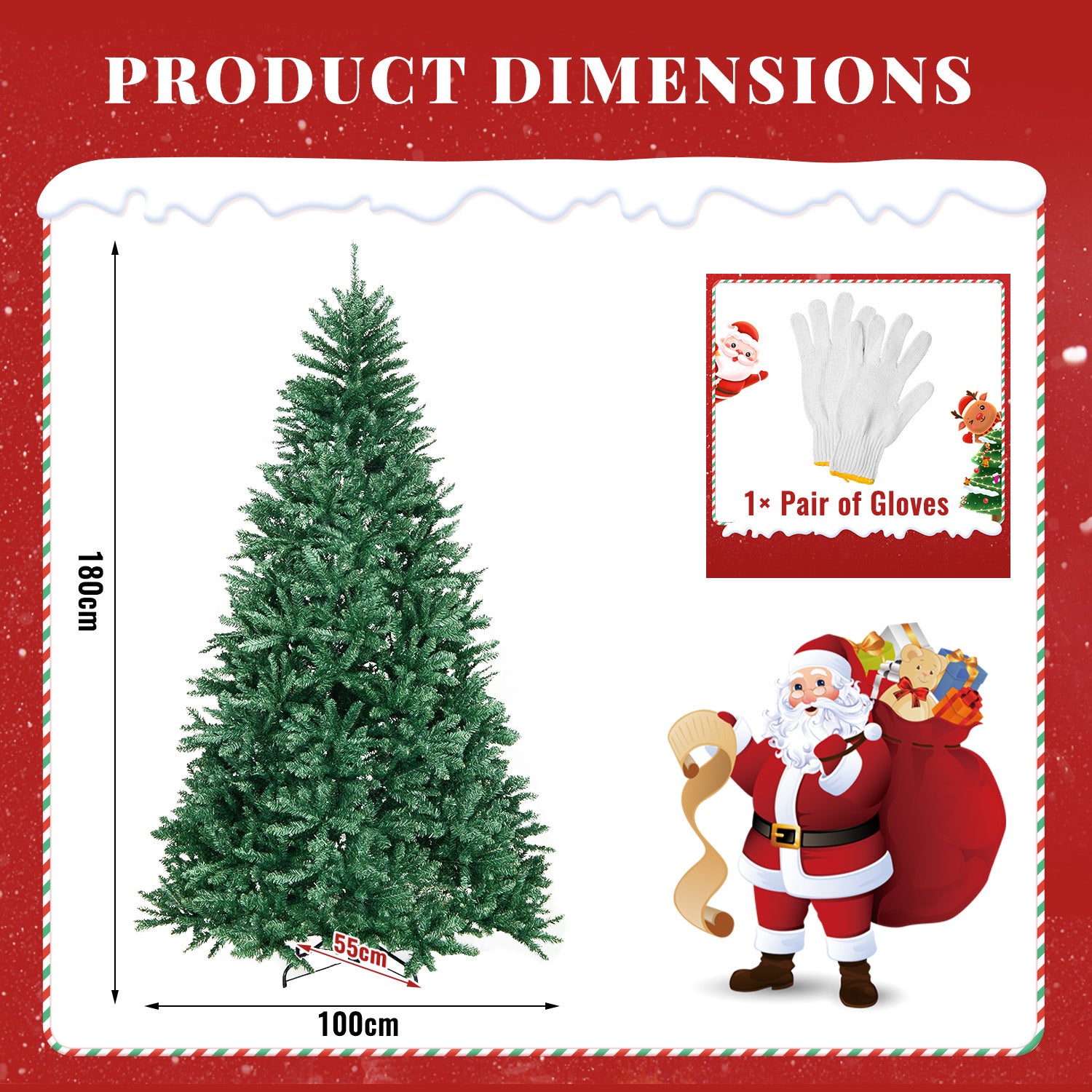 Artificial Christmas Tree Foldable Flocked Trees with Metal Stand Xmas Decoration