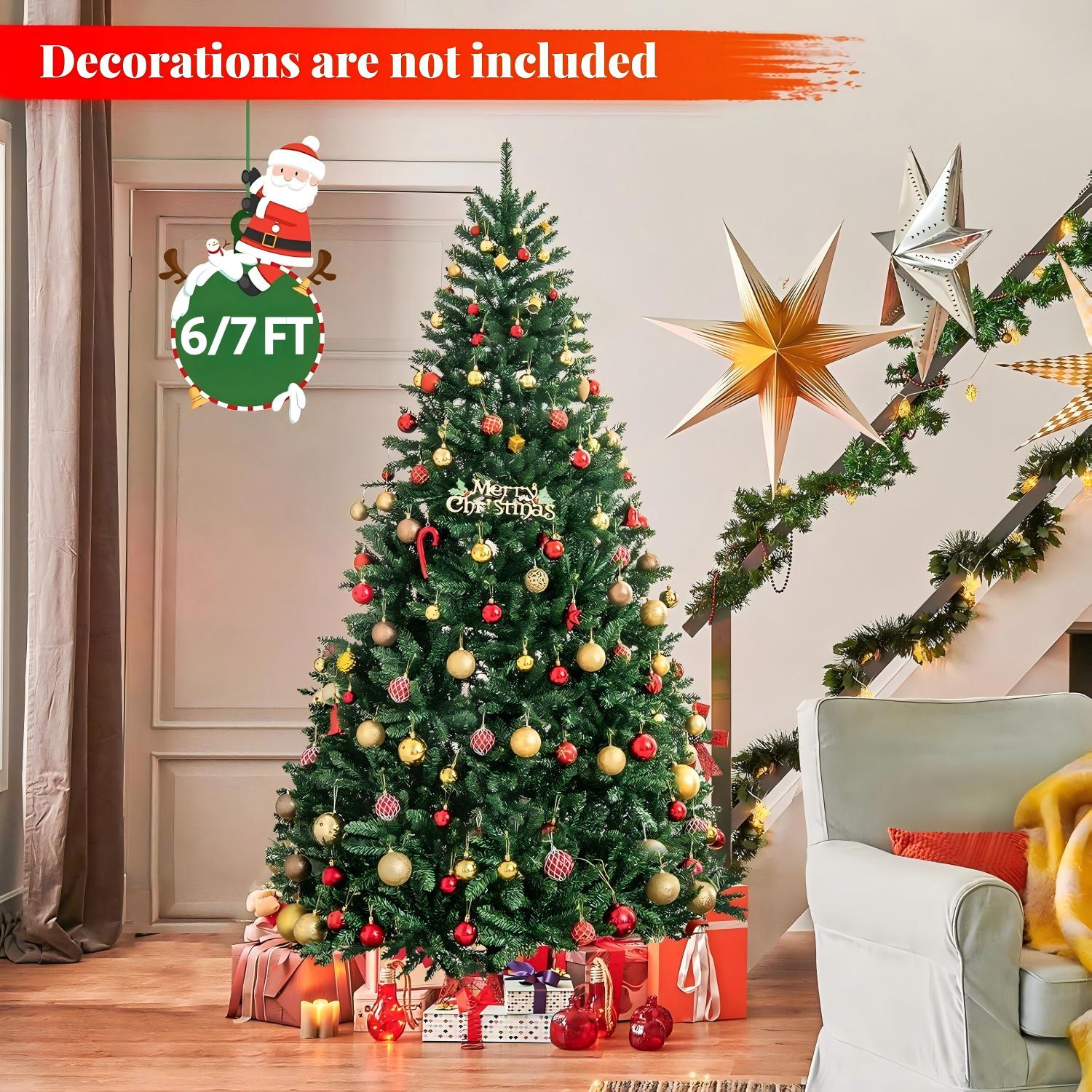 Artificial Christmas Tree Foldable Flocked Trees with Metal Stand Xmas Decoration