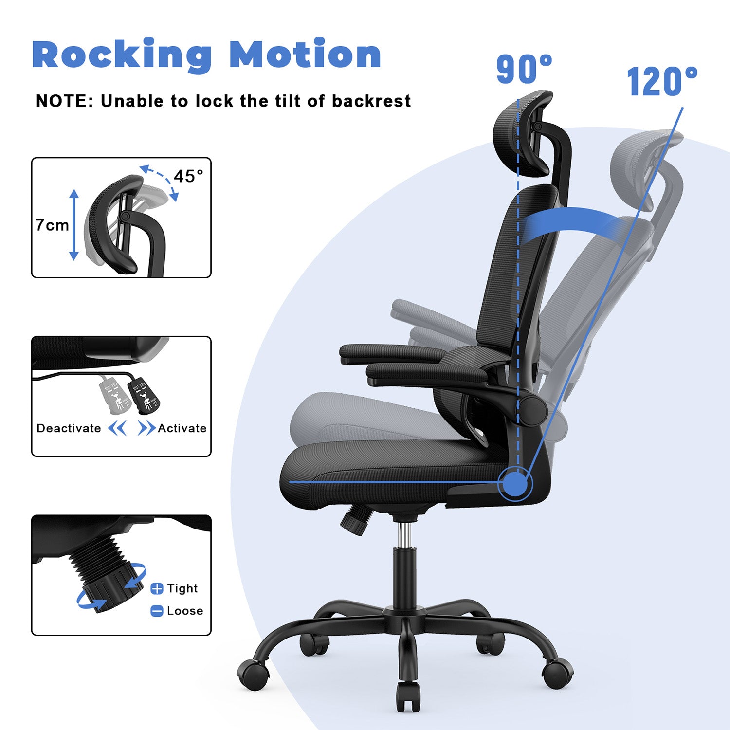 Office Chair Ergonomic Desk Chair, Executive Swivel Computer Chair with Padded Seat Cushion for Home/Office, Max Load 150kg