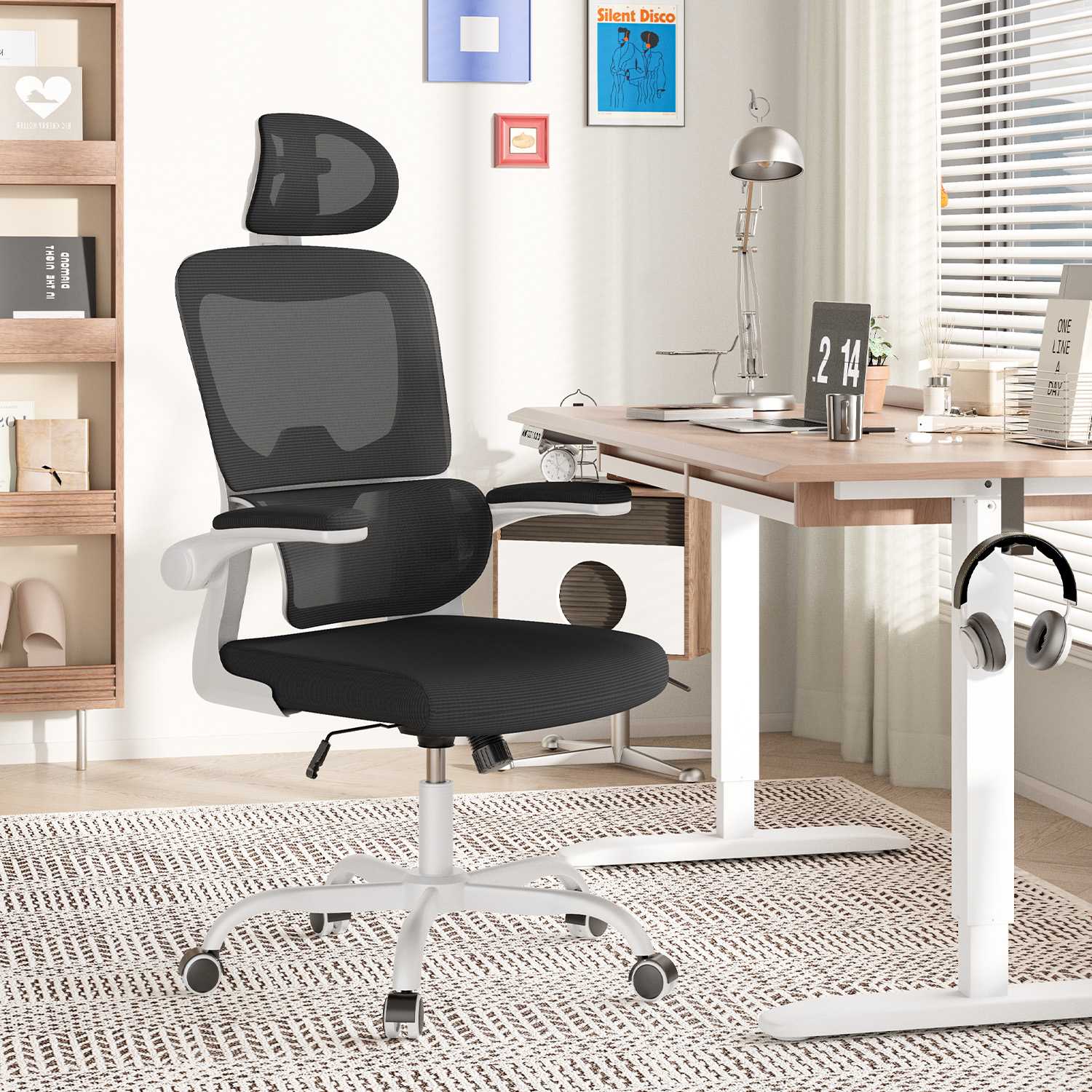 Office Chair Ergonomic Desk Chair, Executive Swivel Computer Chair with Padded Seat Cushion for Home/Office, Max Load 150kg