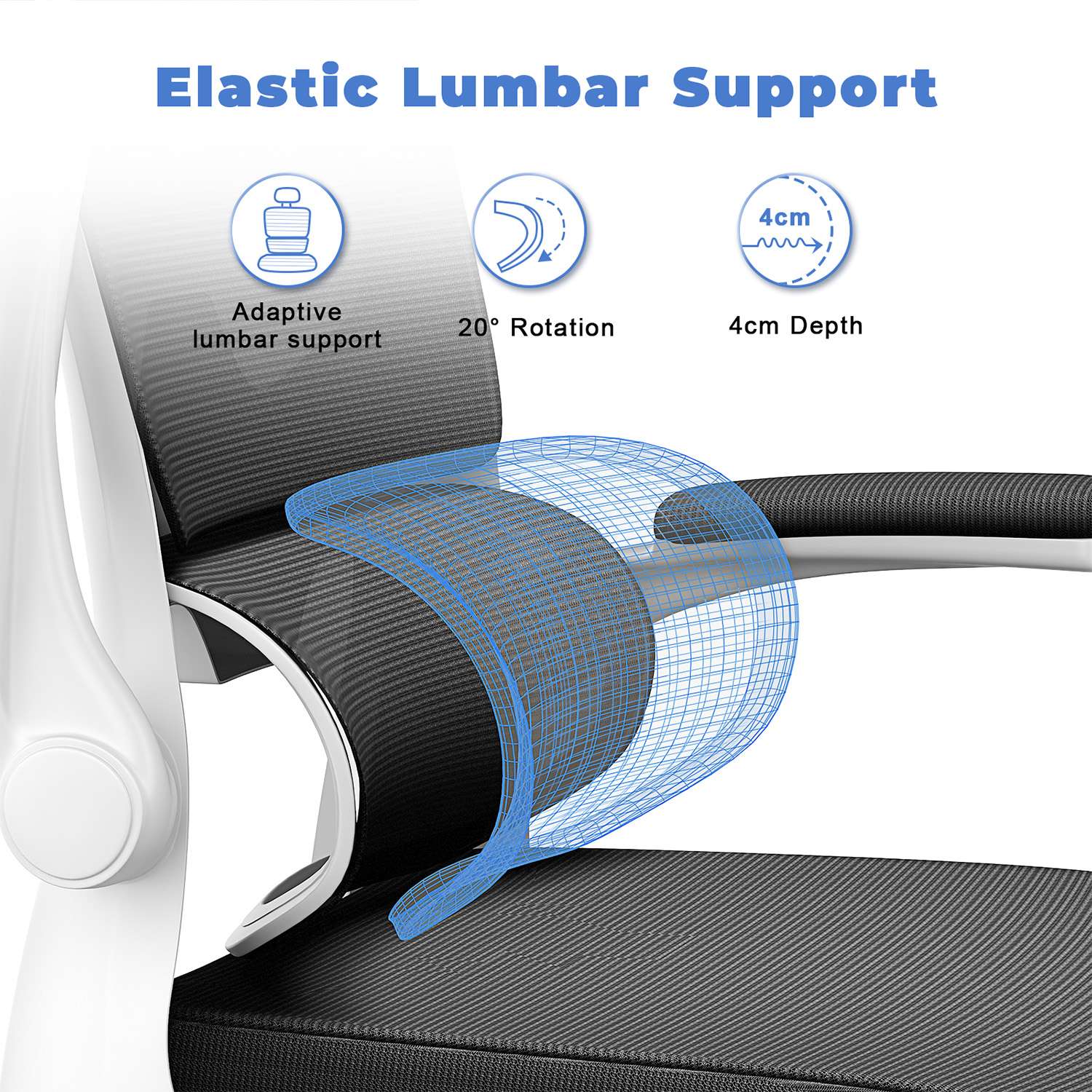 Office Chair Ergonomic Desk Chair, Executive Swivel Computer Chair with Padded Seat Cushion for Home/Office, Max Load 150kg