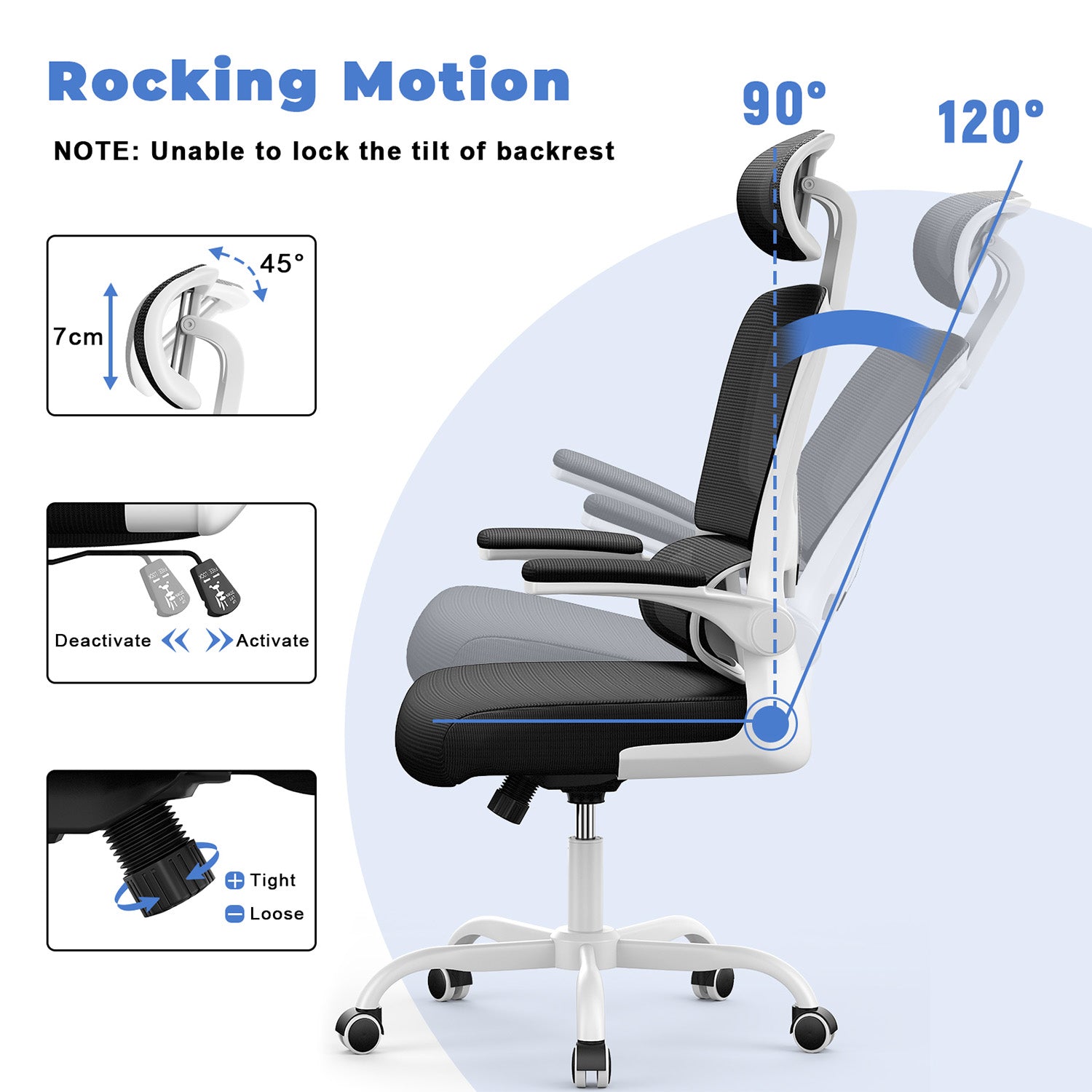 Office Chair Ergonomic Desk Chair, Executive Swivel Computer Chair with Padded Seat Cushion for Home/Office, Max Load 150kg