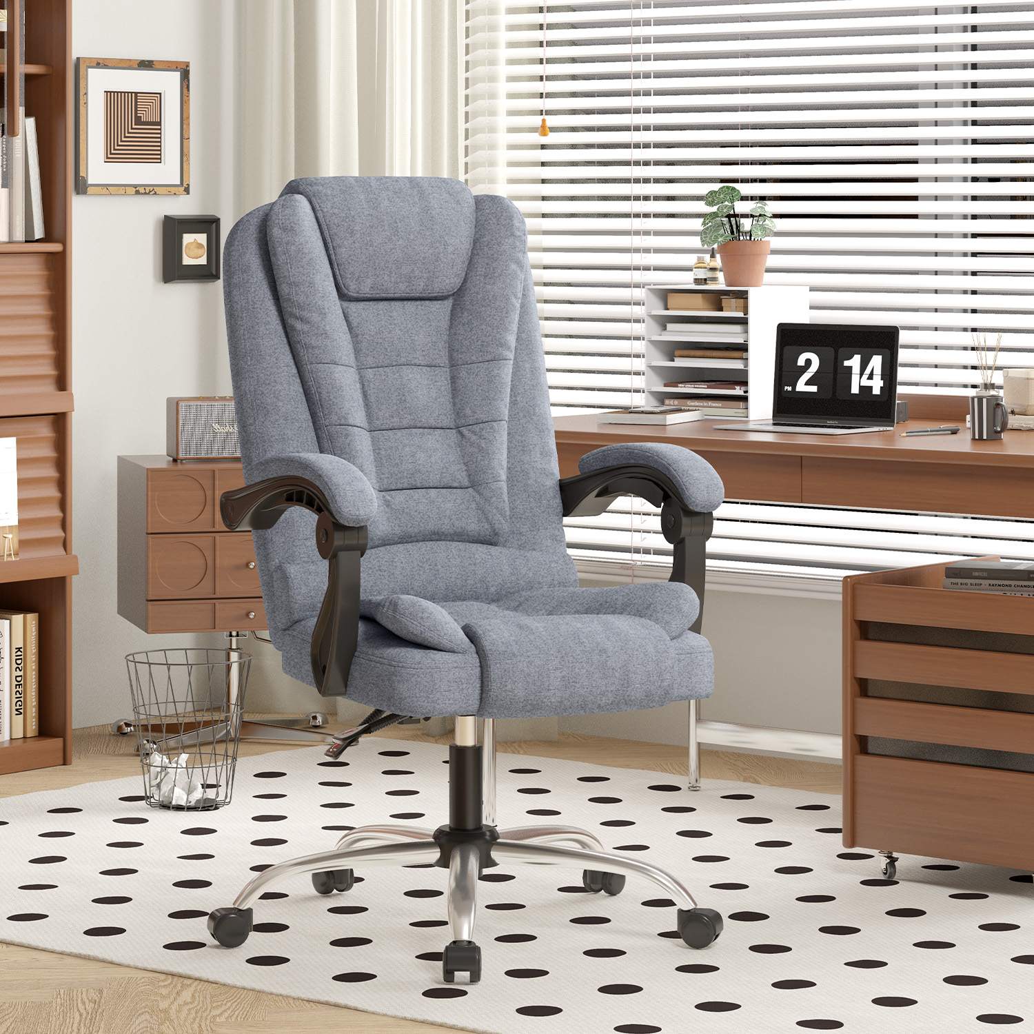 Ergonomic Executive Office Chair PU Leather High Back Computer Desk Chair with Reclining Tilt Function for Home Office Working