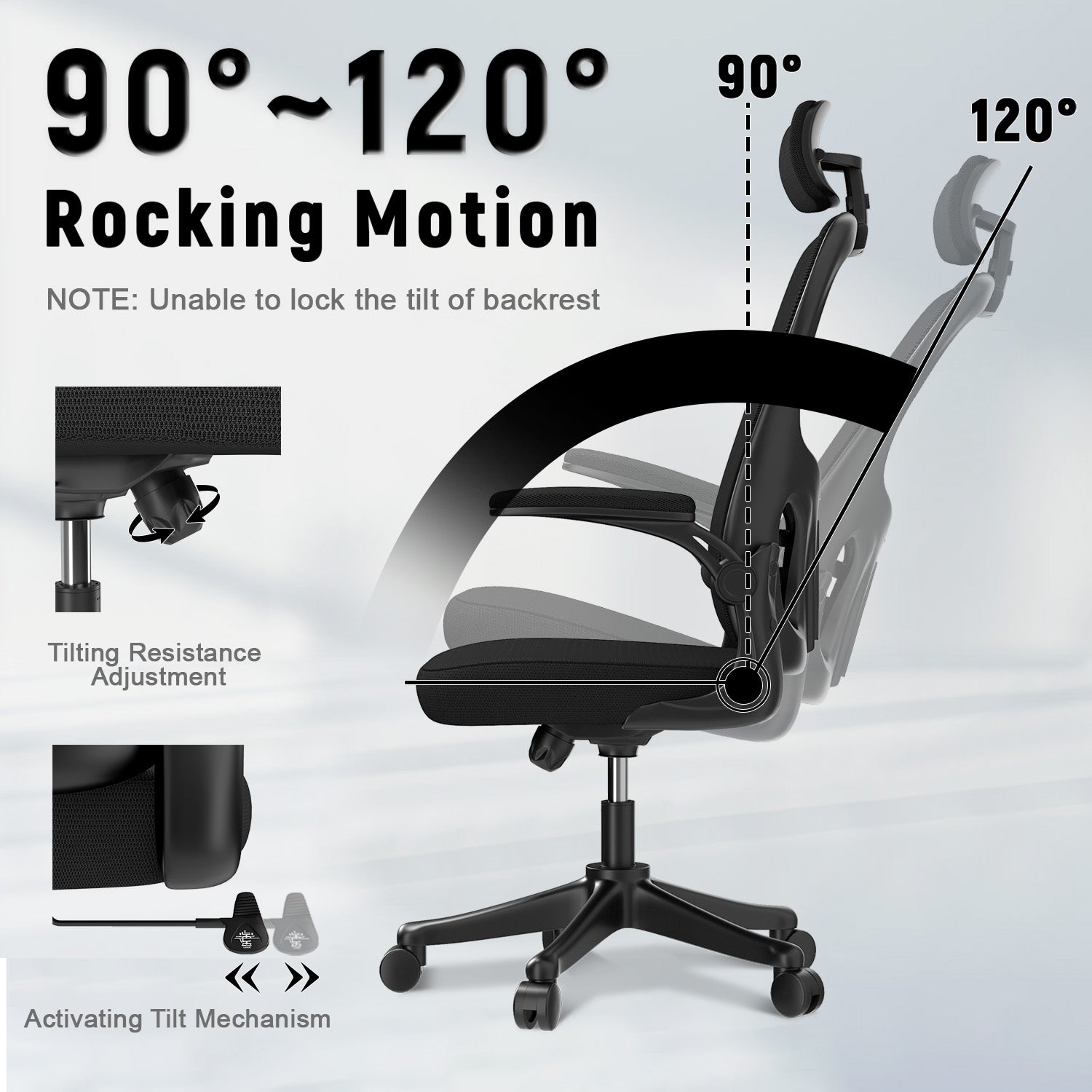 Office Chair Ergonomic Desk Chair, Executive Swivel Computer Chair with Padded Seat Cushion for Home/Office, Max Load 150kg