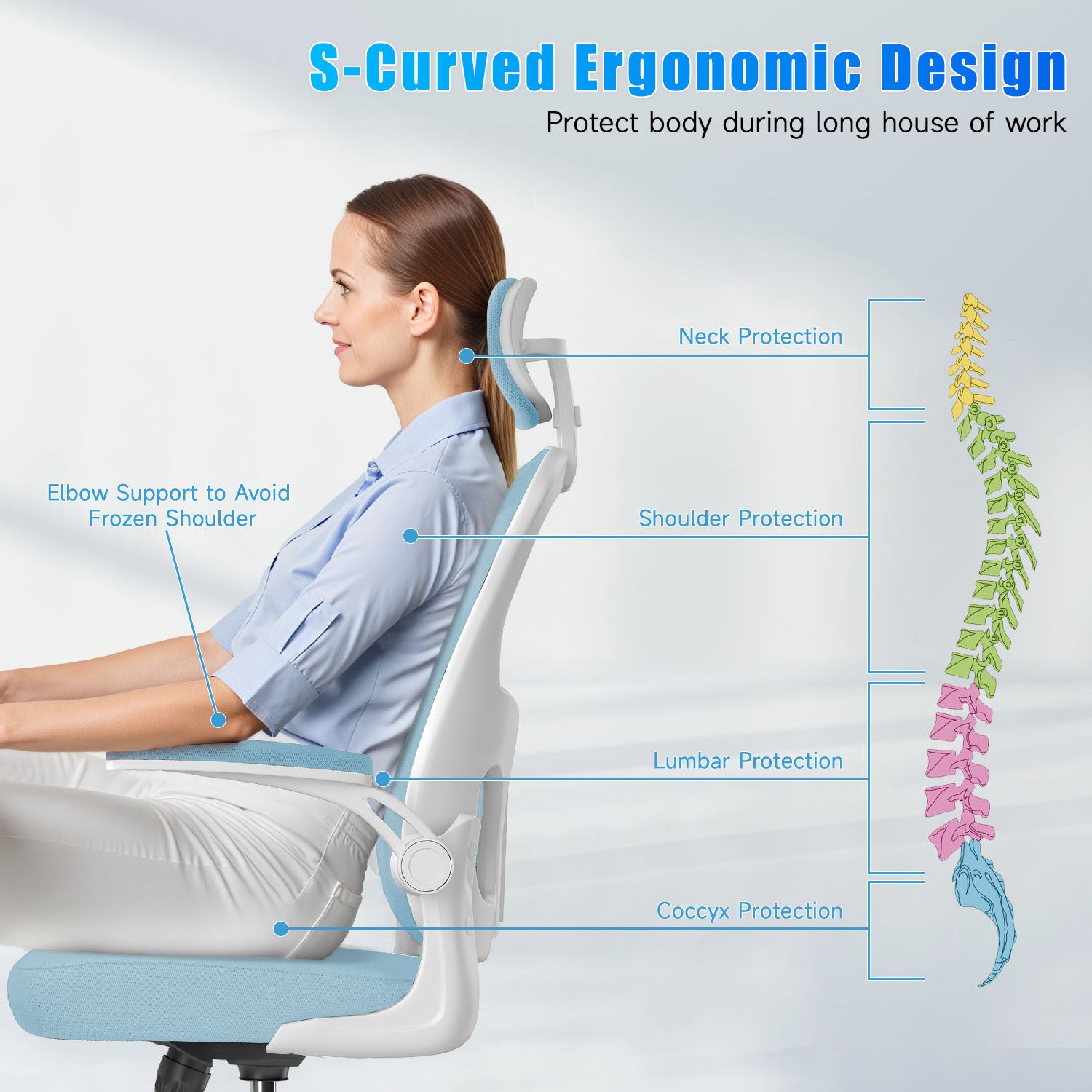 Office Chair Ergonomic Desk Chair, Executive Swivel Computer Chair with Padded Seat Cushion for Home/Office, Max Load 150kg