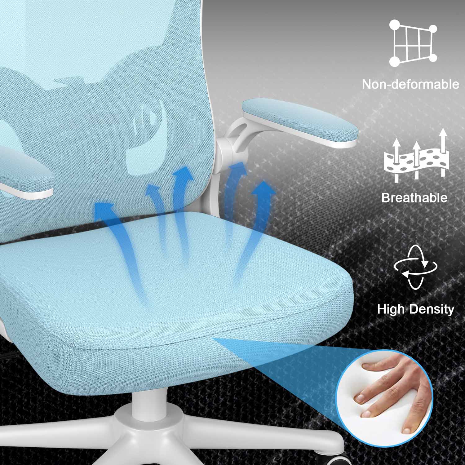 Office Chair Ergonomic Desk Chair, Executive Swivel Computer Chair with Padded Seat Cushion for Home/Office, Max Load 150kg