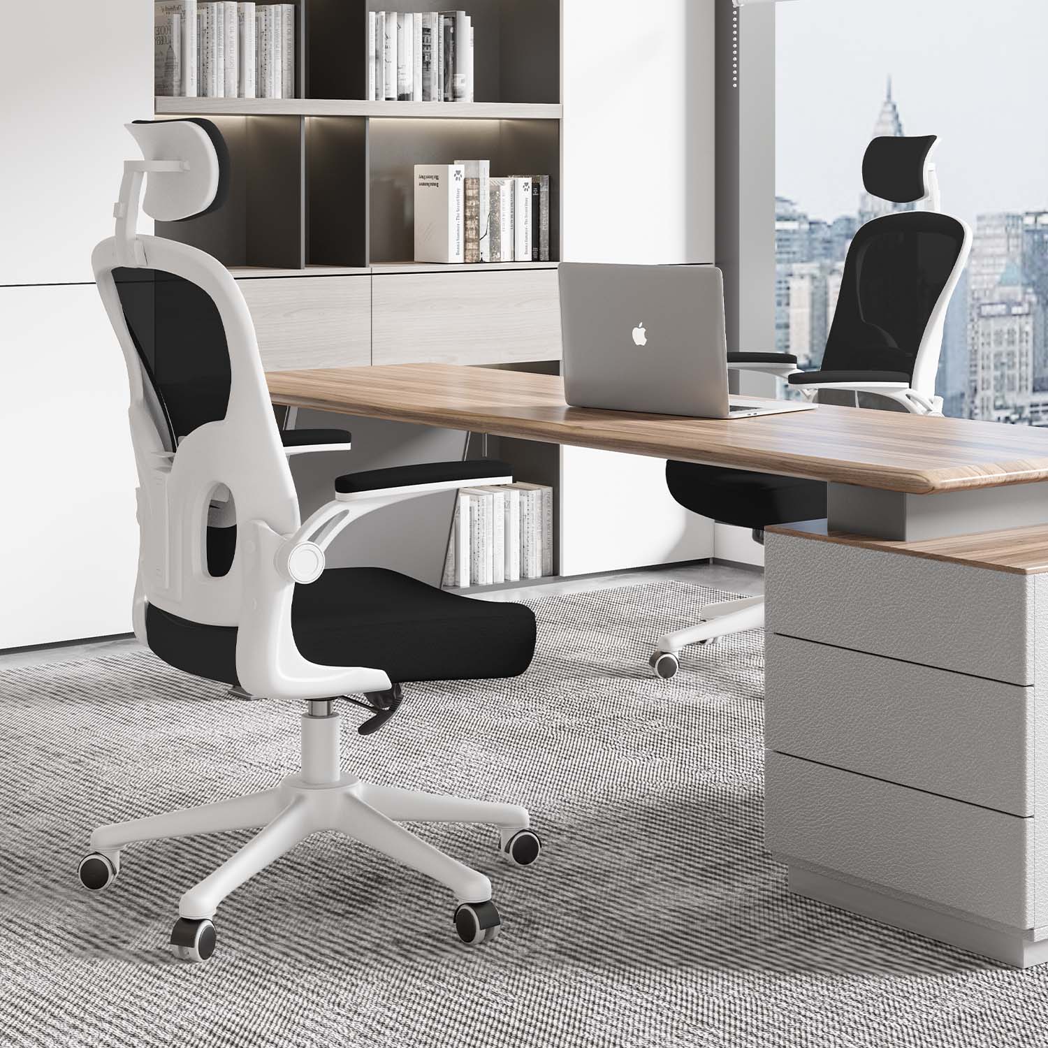 Office Chair Ergonomic Desk Chair, Executive Swivel Computer Chair with Padded Seat Cushion for Home/Office, Max Load 150kg