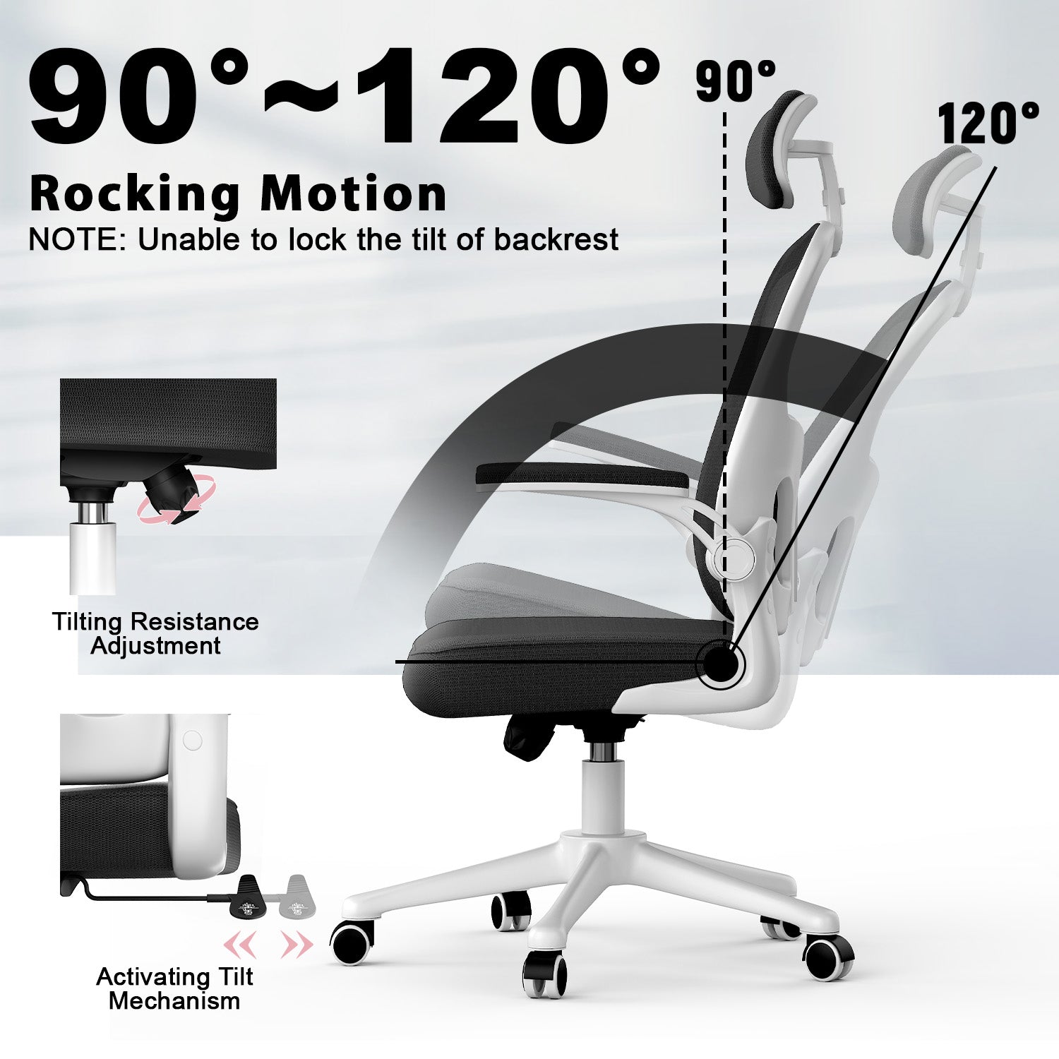 Office Chair Ergonomic Desk Chair, Executive Swivel Computer Chair with Padded Seat Cushion for Home/Office, Max Load 150kg