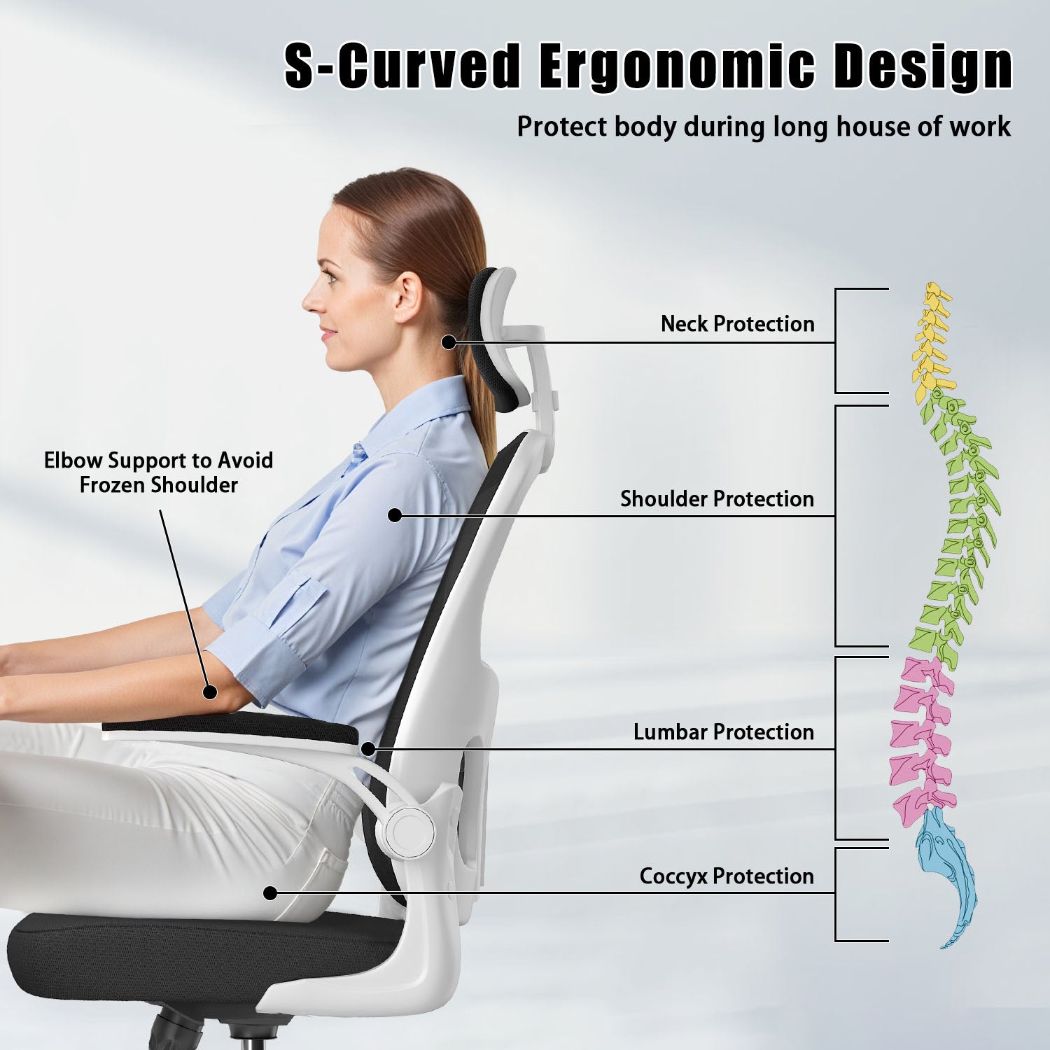 Office Chair Ergonomic Desk Chair, Executive Swivel Computer Chair with Padded Seat Cushion for Home/Office, Max Load 150kg