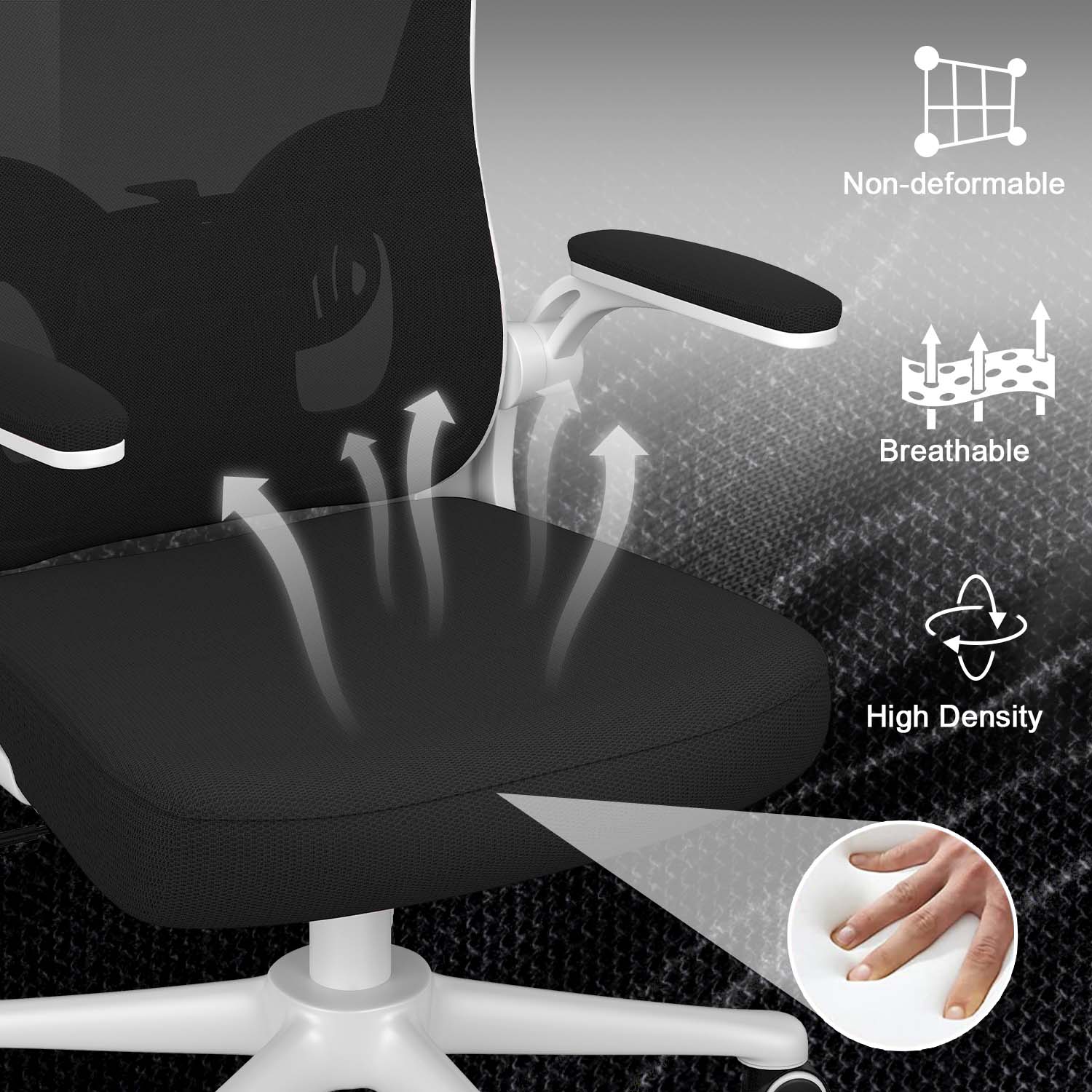 Office Chair Ergonomic Desk Chair, Executive Swivel Computer Chair with Padded Seat Cushion for Home/Office, Max Load 150kg