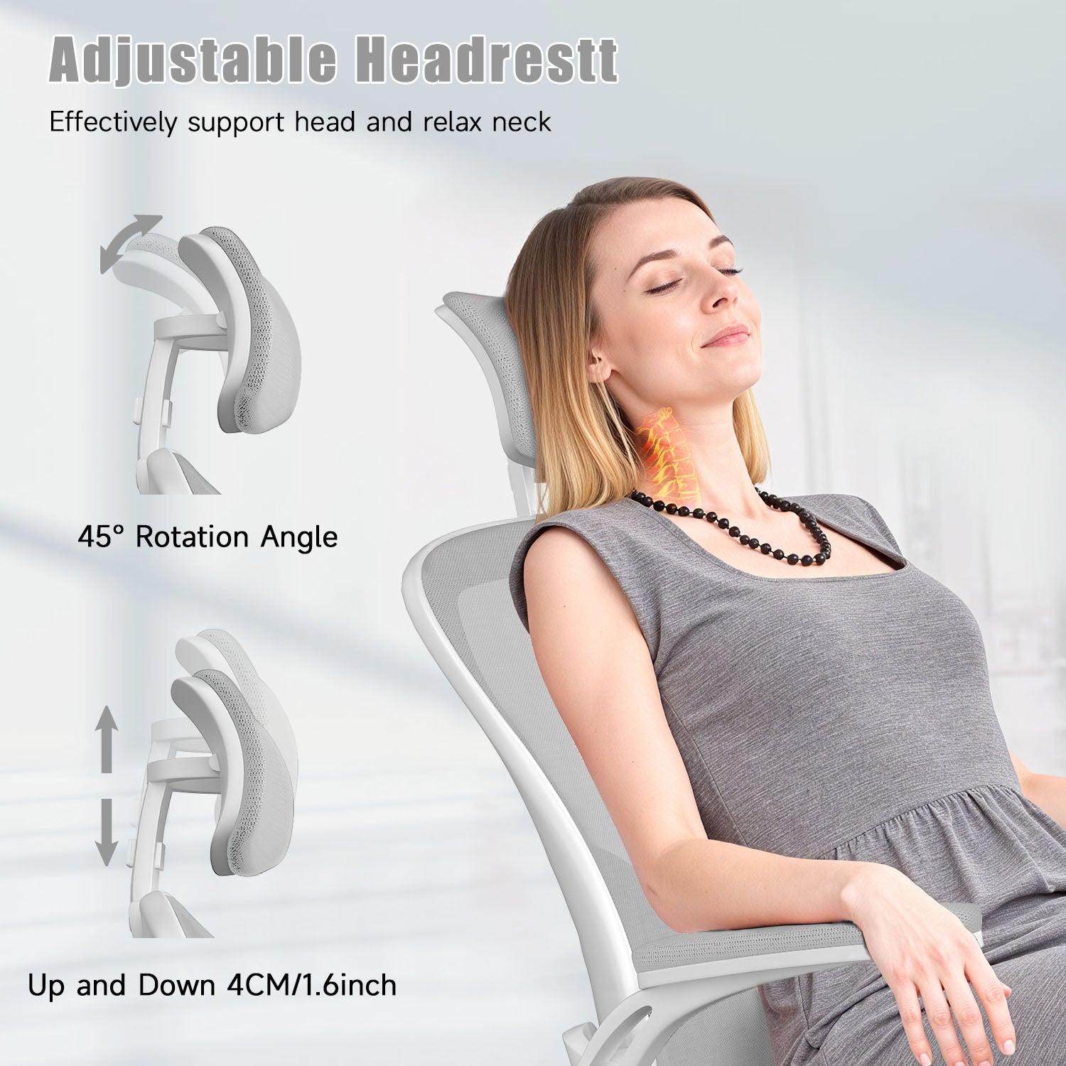 Office Chair Ergonomic Desk Chair, Executive Swivel Computer Chair with Padded Seat Cushion for Home/Office, Max Load 150kg