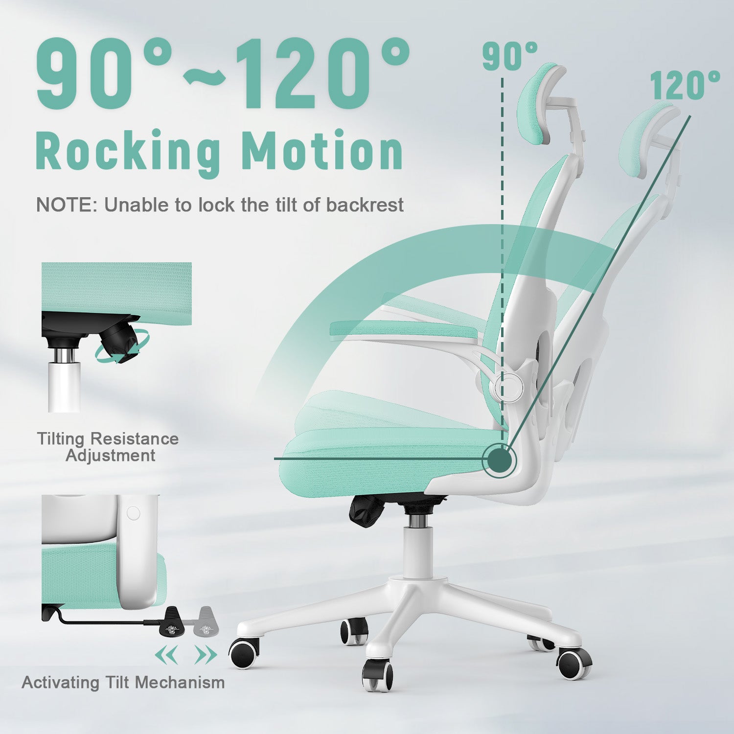 Office Chair Ergonomic Desk Chair, Executive Swivel Computer Chair with Padded Seat Cushion for Home/Office, Max Load 150kg