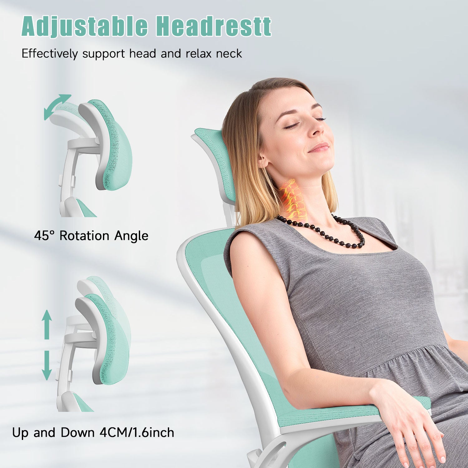 Office Chair Ergonomic Desk Chair, Executive Swivel Computer Chair with Padded Seat Cushion for Home/Office, Max Load 150kg