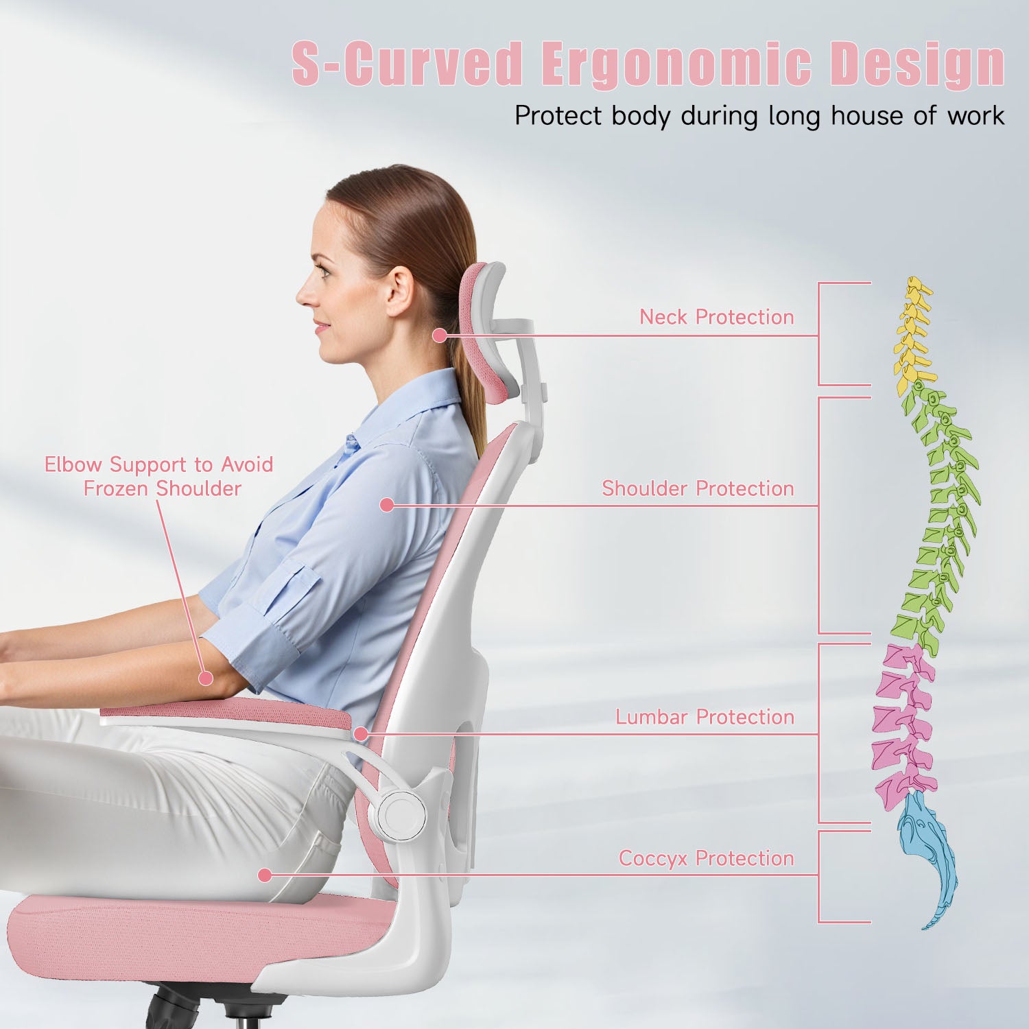 Office Chair Ergonomic Desk Chair, Executive Swivel Computer Chair with Padded Seat Cushion for Home/Office, Max Load 150kg