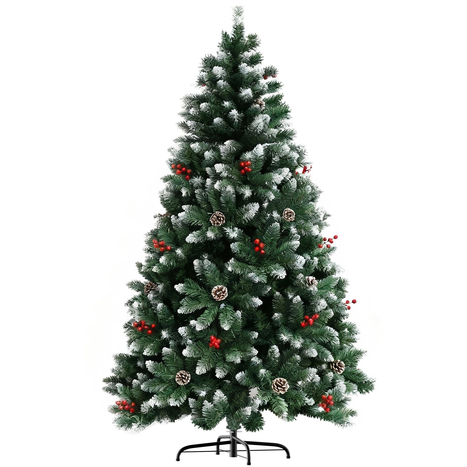 Artificial Christmas Tree Foldable Flocked Trees with Metal Stand Xmas Decoration