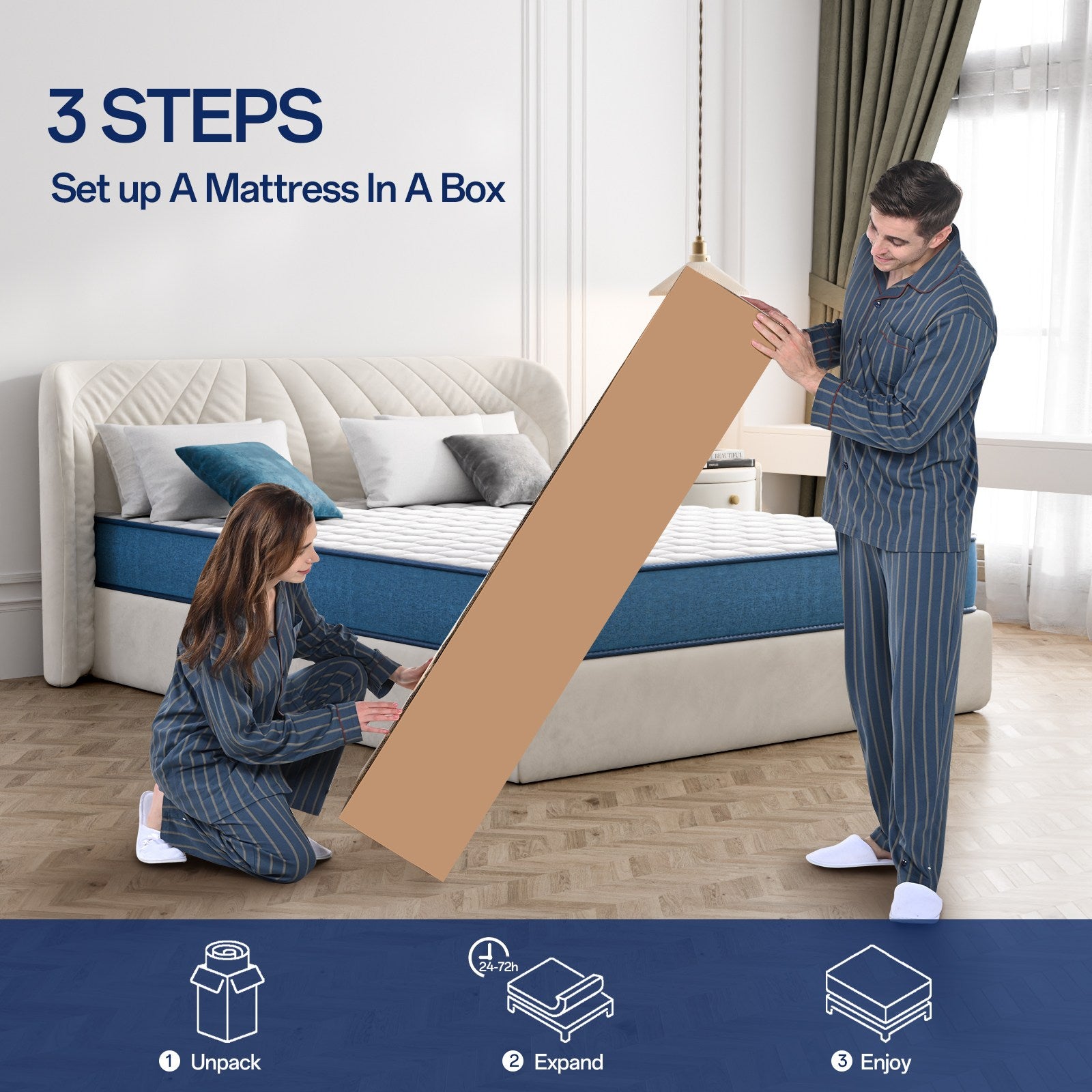 Hybrid Mattress Memory Foam Pocket Sprung Mattress with 7-Zone Orthopaedic