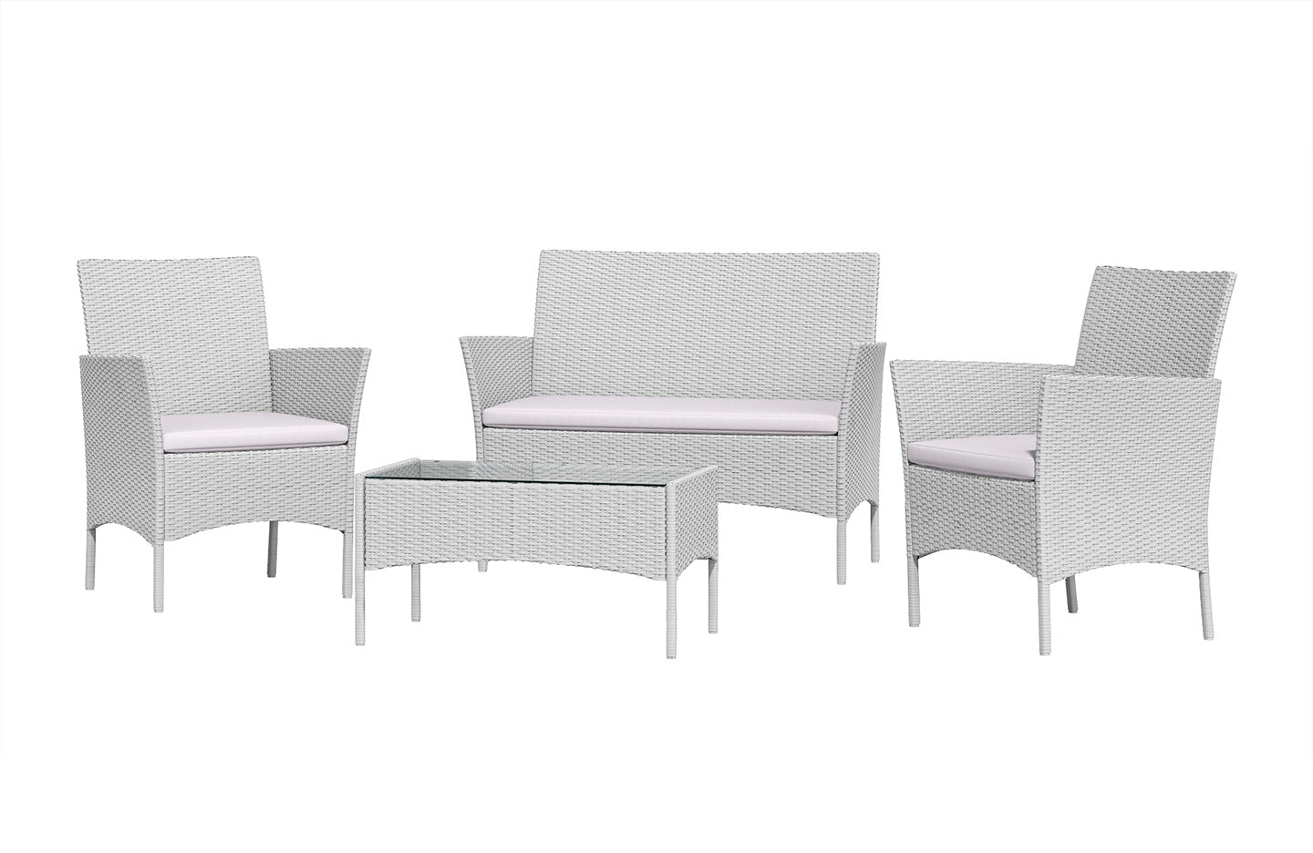 4-Seater Rattan Garden Furniture Patio Conversation Set with 2 Single Chairs, 1 Double Sofa and 1 Table