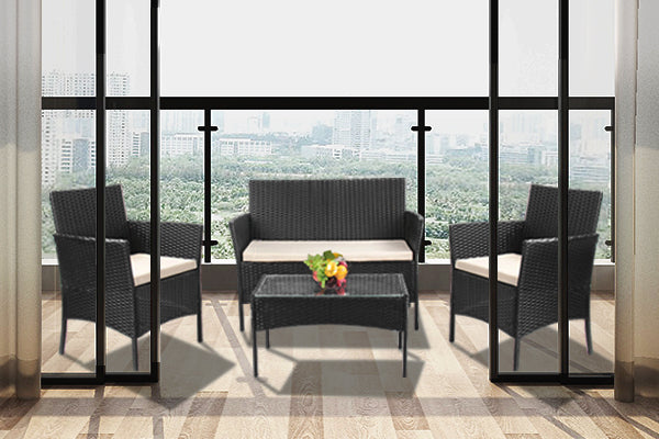 A Full Set of Rattan Table and Chairs
