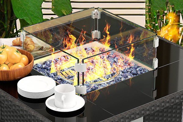 Fire Glass in the Rattan Fire Pit Table