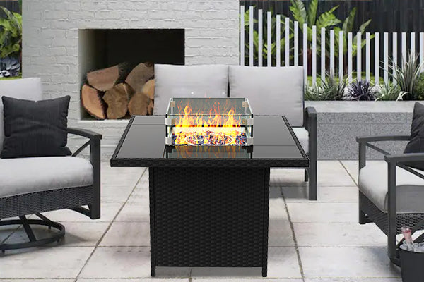 Rattan Fire Pit Table