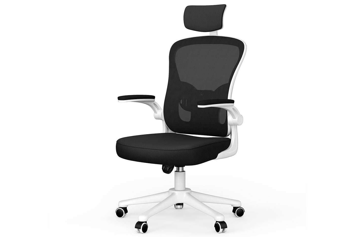 Office Chair Ergonomic Desk Chair Swivel Computer Chair for Home Office Max Load 150kg, With Headrest / White