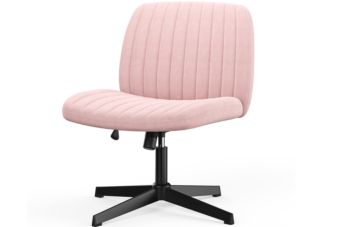 Ergonomic Cross Legged Office Chair Armless Wide Desk Chair with Mid Back Support for Home Office Bedroom Pink