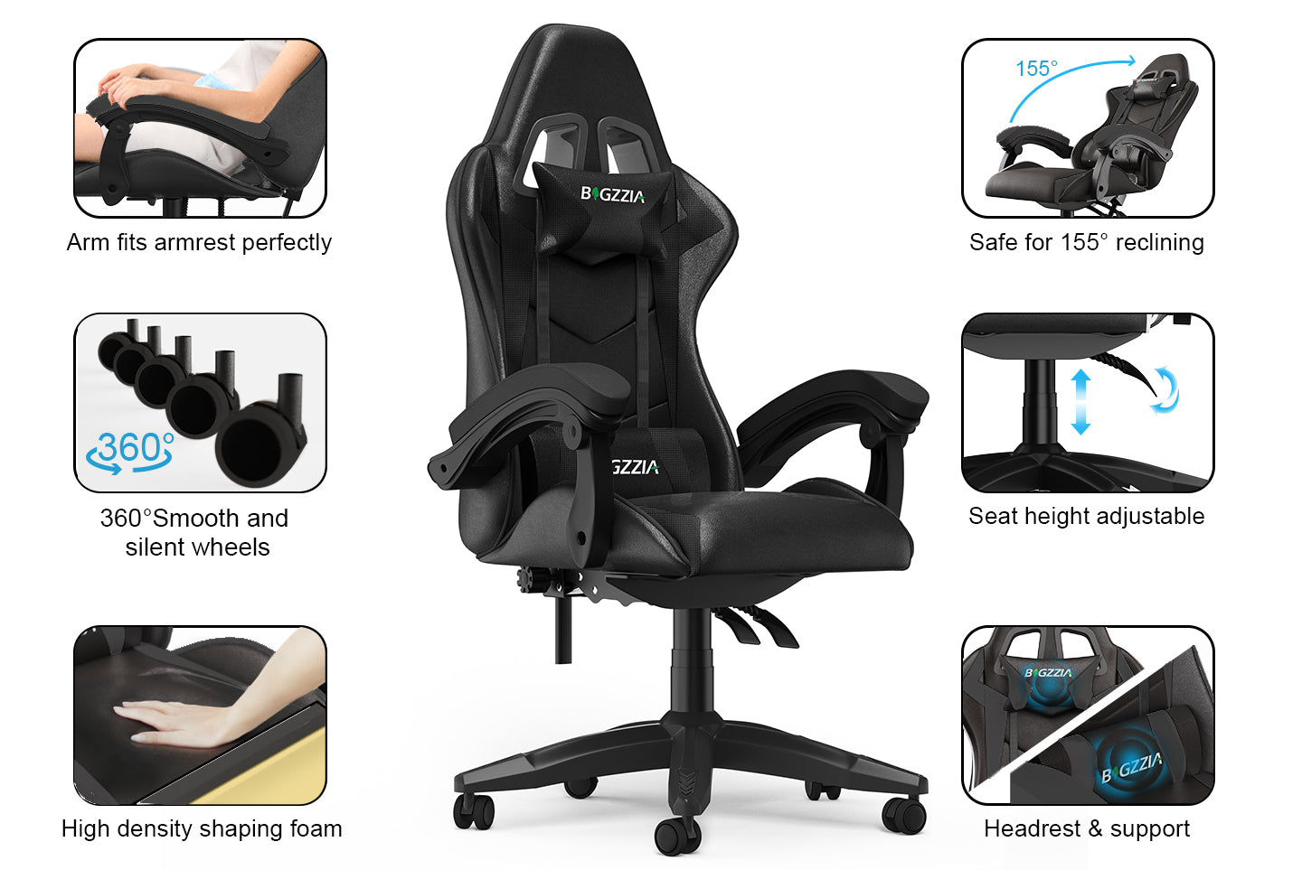 Gaming Chair Ergonomic Design with Headrest and Lumbar Pillow Rotatable Home PU Leather Office Chair