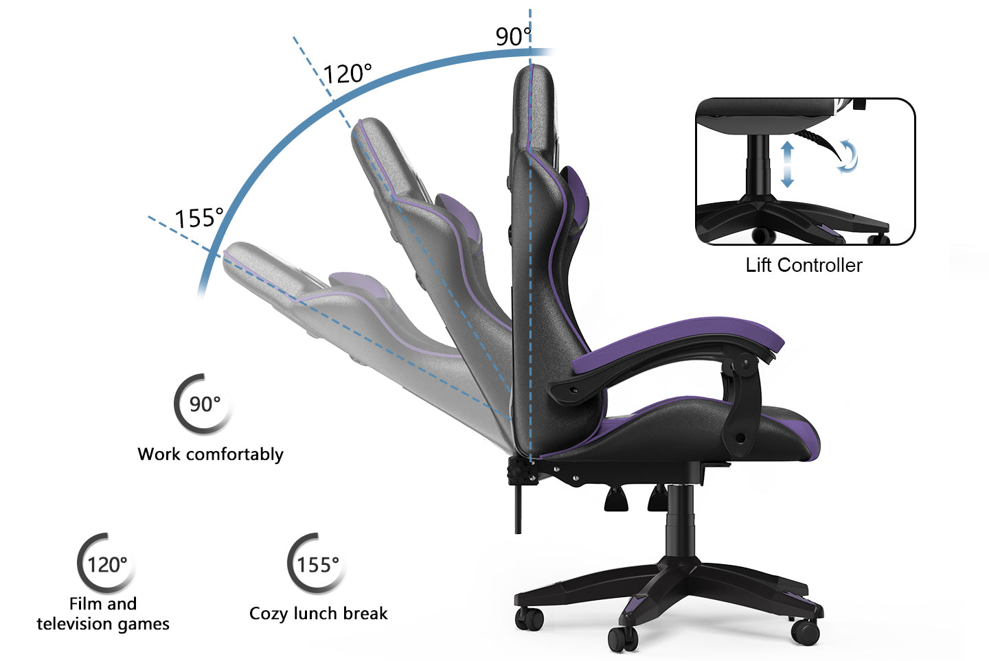 Gaming Chair Ergonomic Design with Headrest and Lumbar Pillow Rotatable Home PU Leather Office Chair