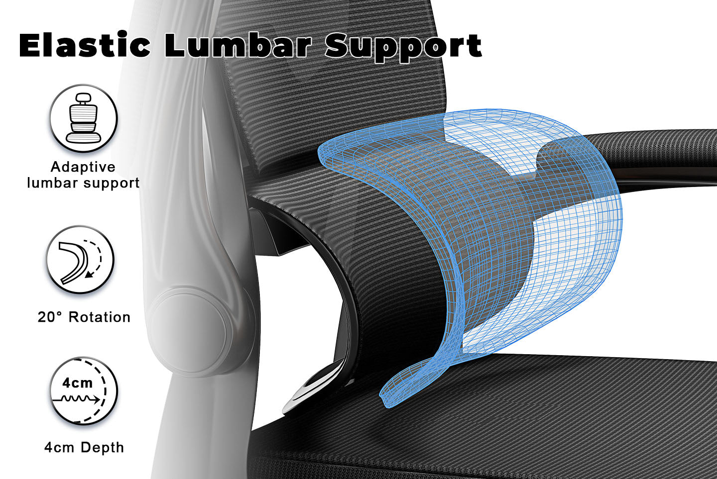 Office Chair Ergonomic Desk Chair, Executive Swivel Computer Chair with Padded Seat Cushion for Home/Office, Max Load 150kg