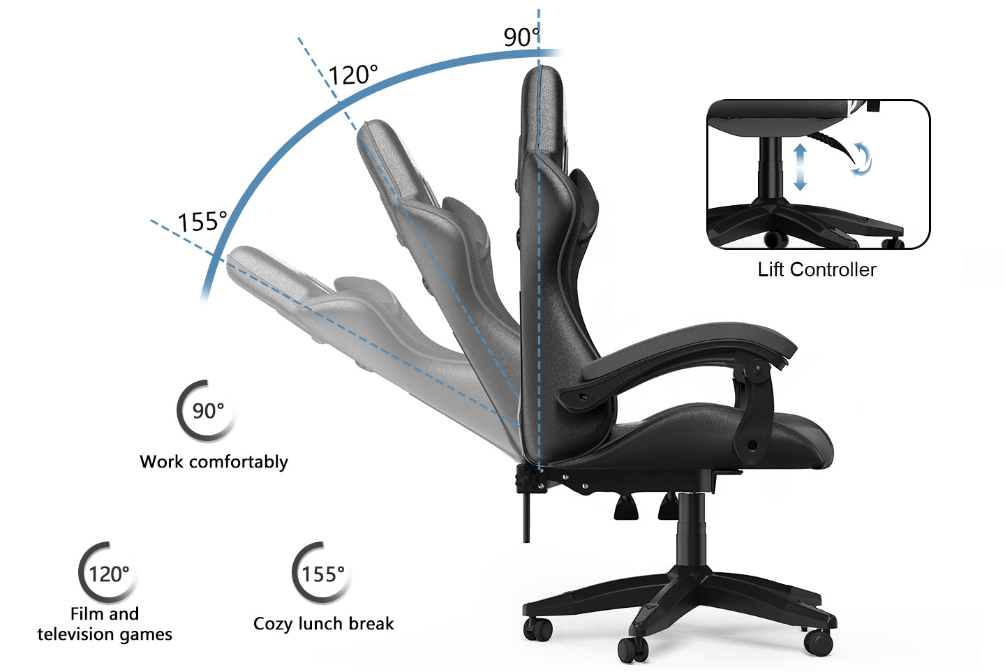 Gaming Chair Ergonomic Design with Headrest and Lumbar Pillow Rotatable Home PU Leather Office Chair