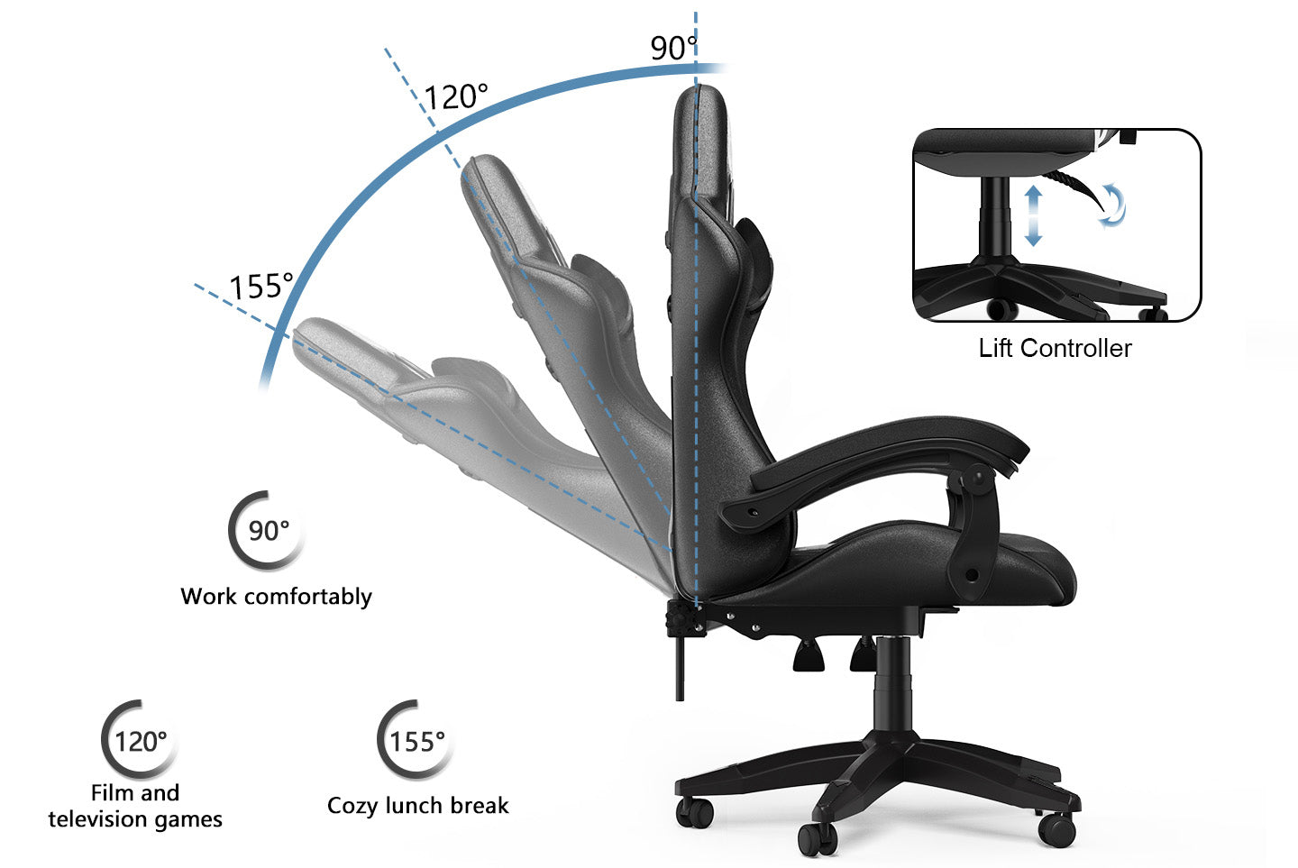 Gaming Chair Ergonomic Design with Headrest and Lumbar Pillow Rotatable Home PU Leather Office Chair