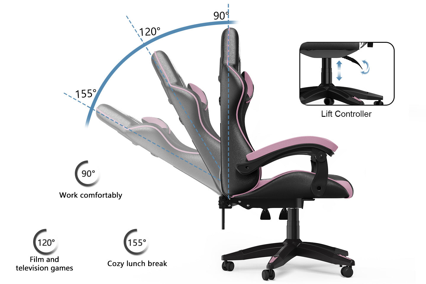 Gaming Chair Ergonomic Design with Headrest and Lumbar Pillow Rotatable Home PU Leather Office Chair
