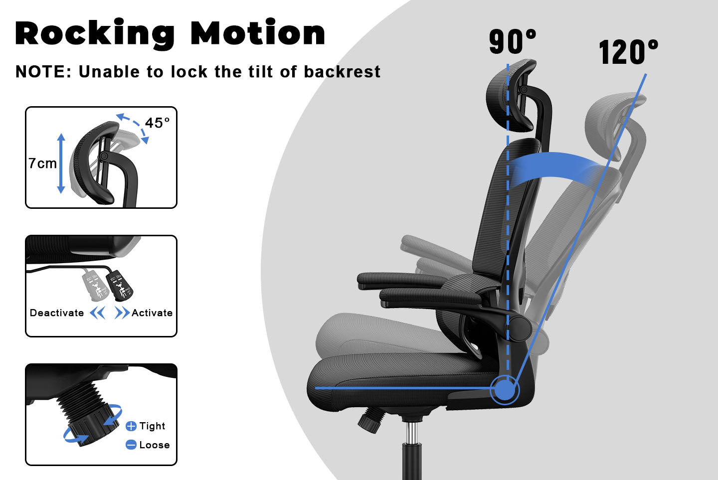 Office Chair Ergonomic Desk Chair, Executive Swivel Computer Chair with Padded Seat Cushion for Home/Office, Max Load 150kg