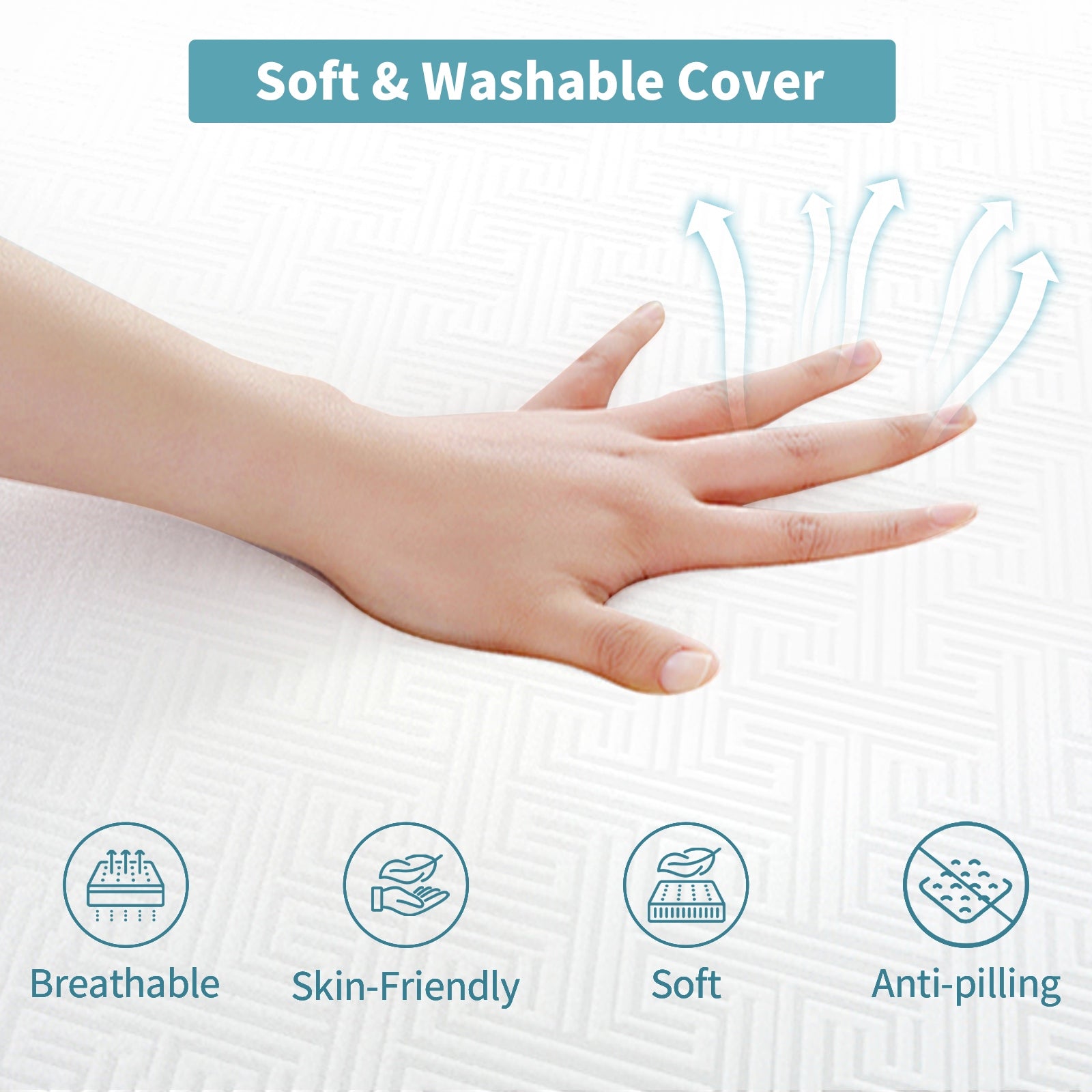 Folding Floor Mattress 4 Fold Memory Foam Mattress Futon Bed with Removable Cover, Grey+White