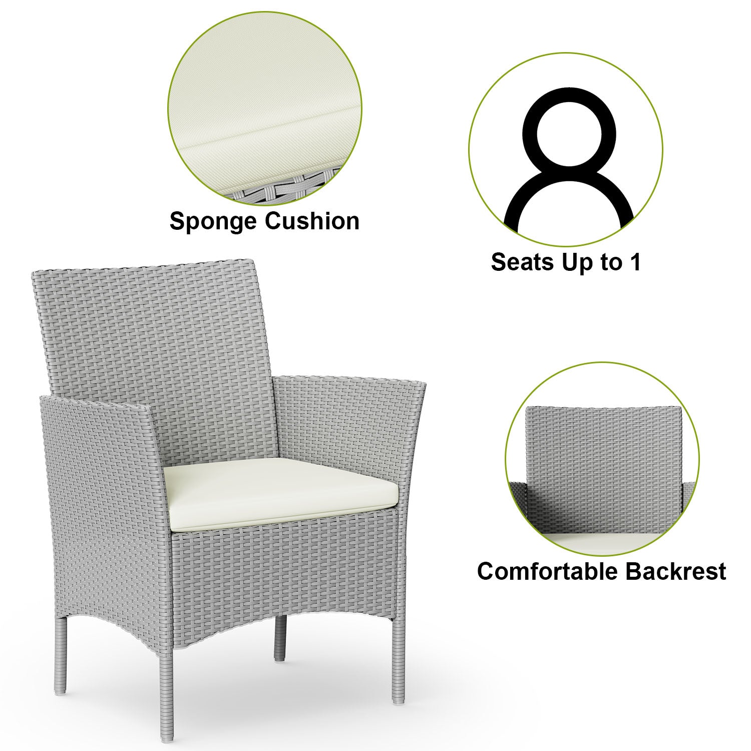 4-Seater Rattan Garden Furniture Patio Conversation Set with 2 Single Chairs, 1 Double Sofa and 1 Table