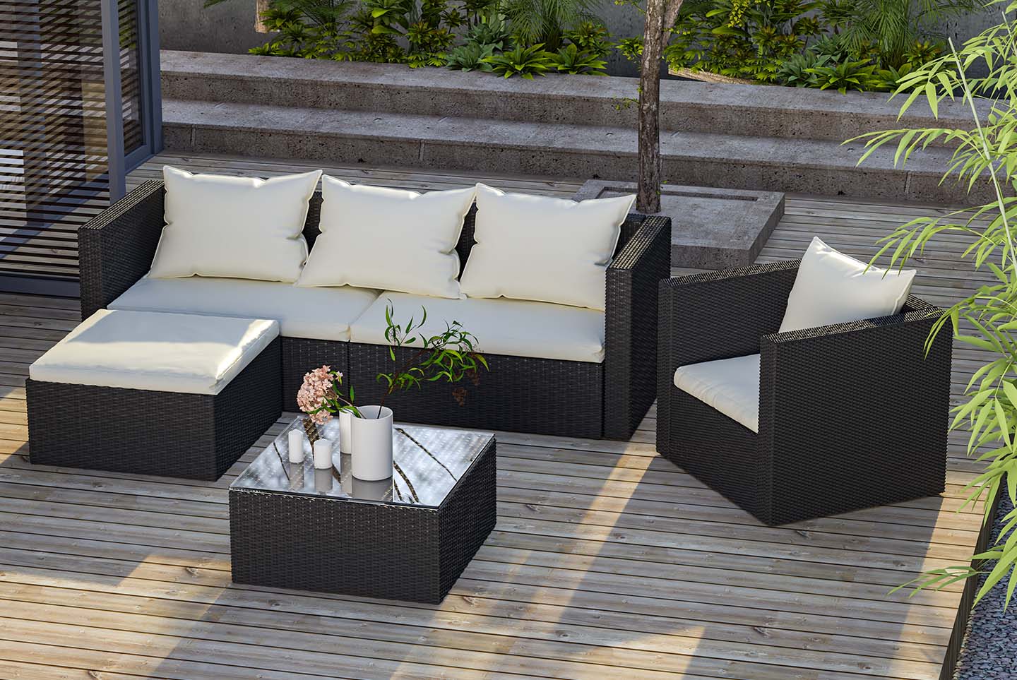 Garden Furniture Rattan Modular Corner Sofa Set 5 Seats/4 Seats  (2025 New Version)