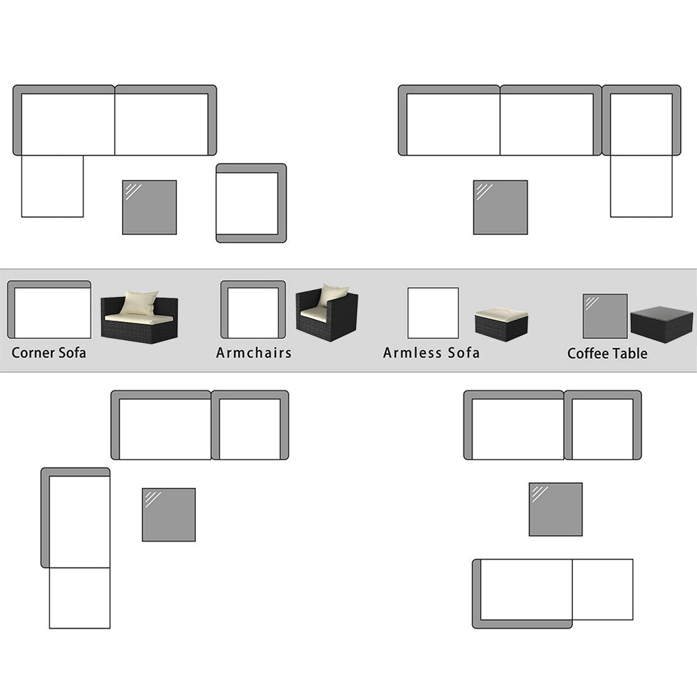 Garden Furniture Rattan Modular Corner Sofa Set 5 Seats  (2026 New Version)