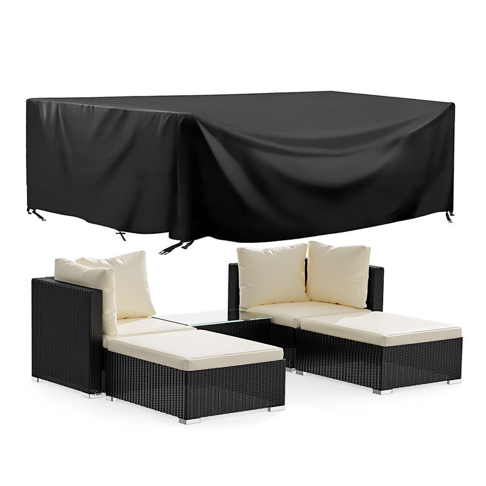 5PCS Rattan Sofa Lounge Set with Footstools and Coffee Table