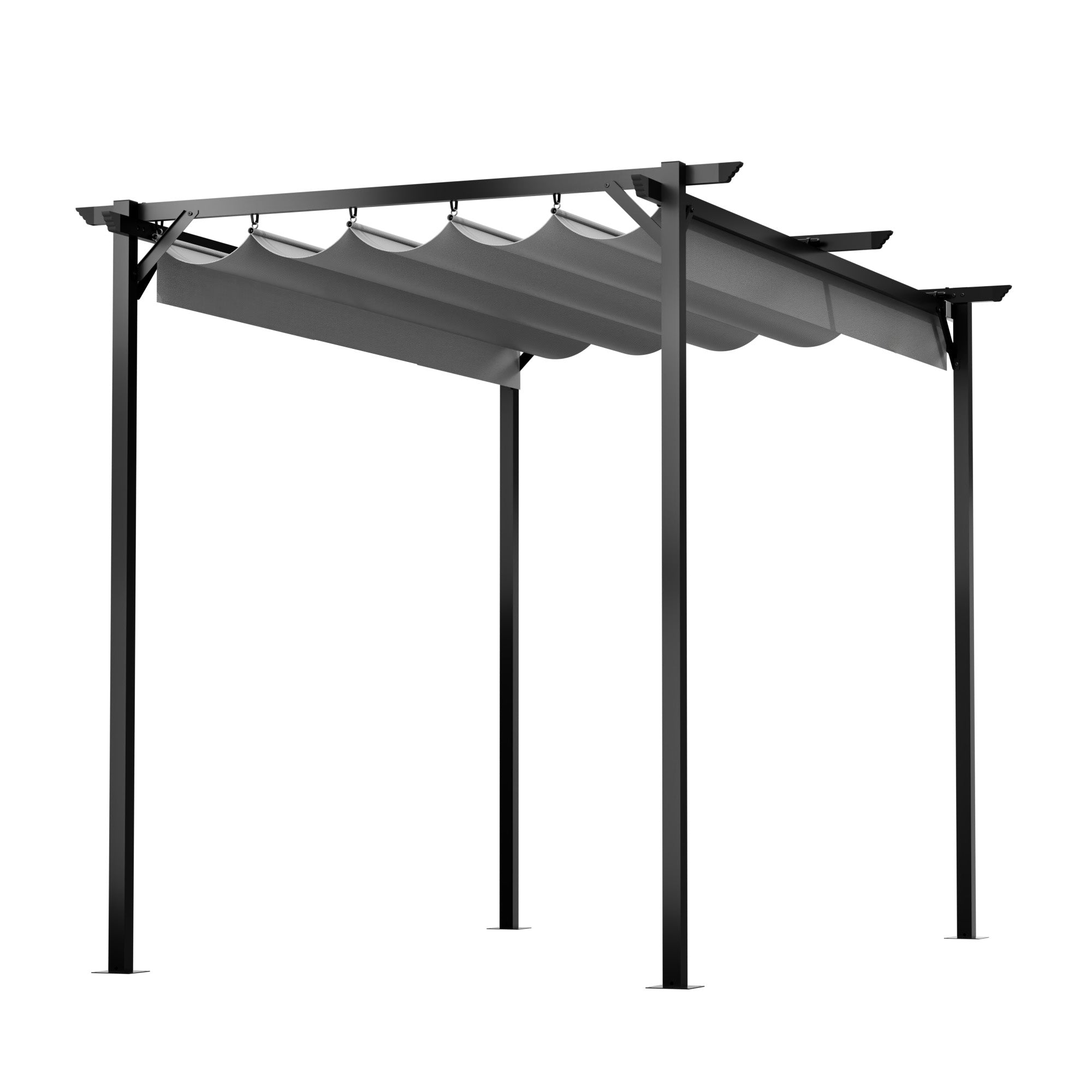 2mx3m Metal Pergola Outdoor Gazebo with Retractable Roof Canopy Sun Shelter for Backyard Garden Patio