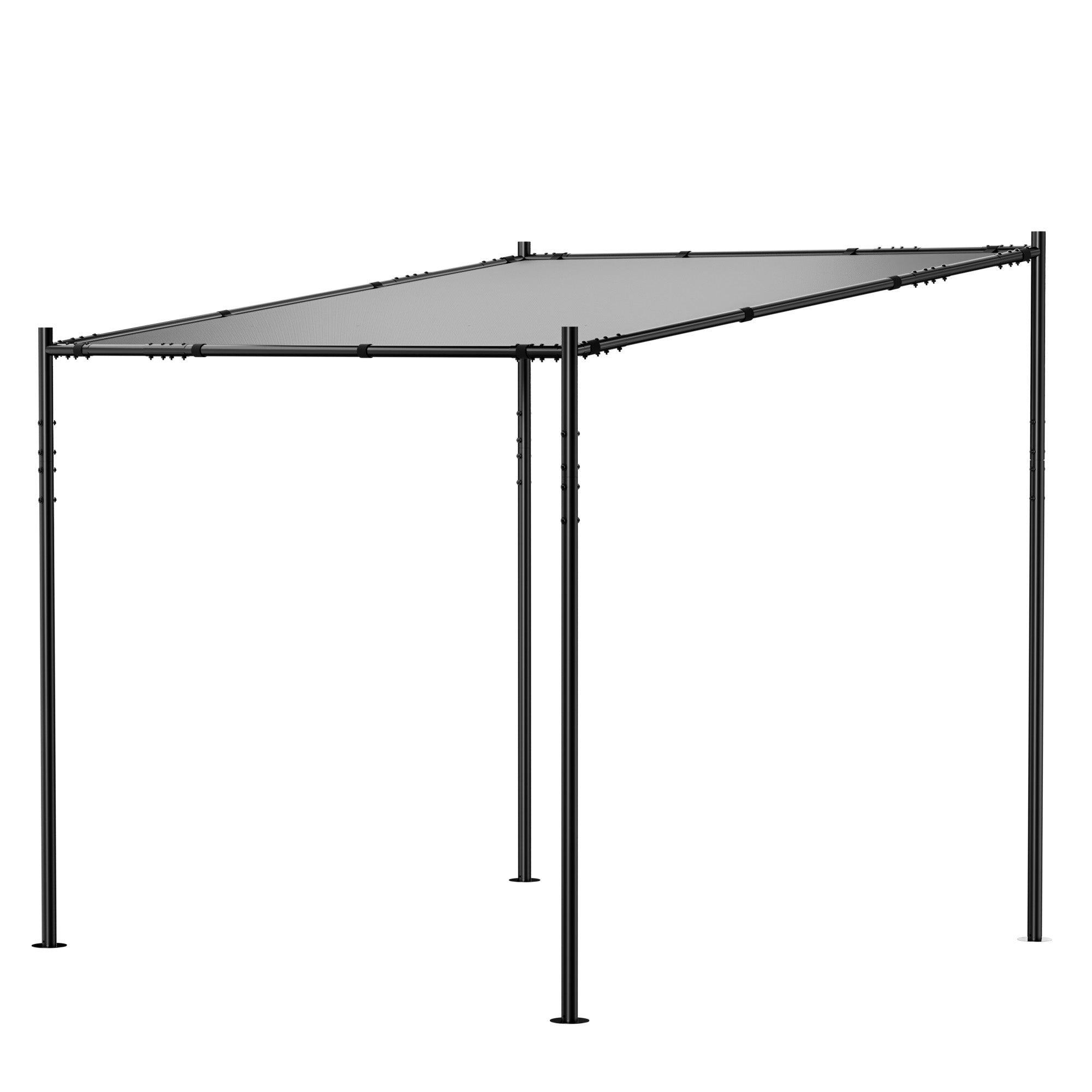 2.51mx2.51m Outdoor Metal Pergola with Slanted Roof Freestanding Garden Gazebo