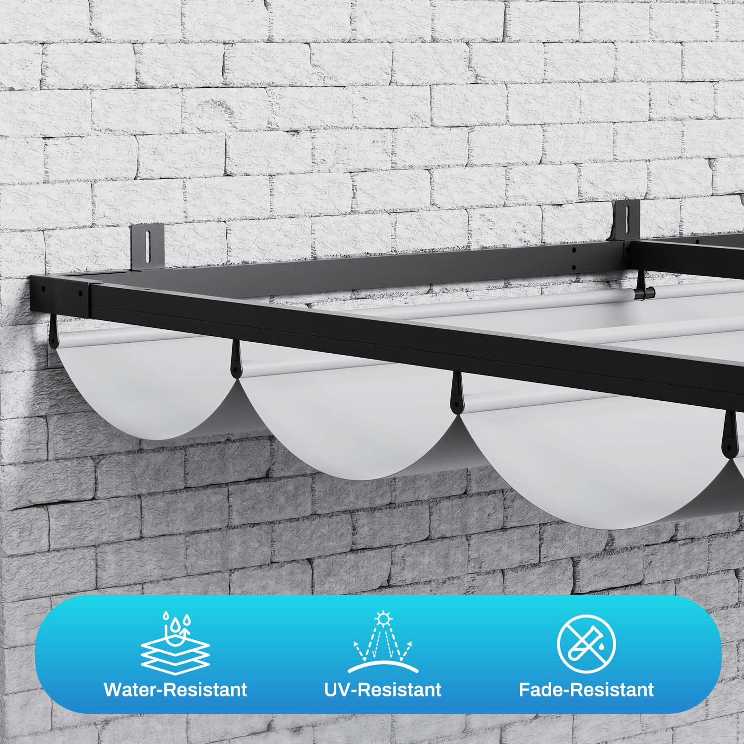 Lean to Wall Metal Pergola Square Gazebo with Retractable Roof Canopy